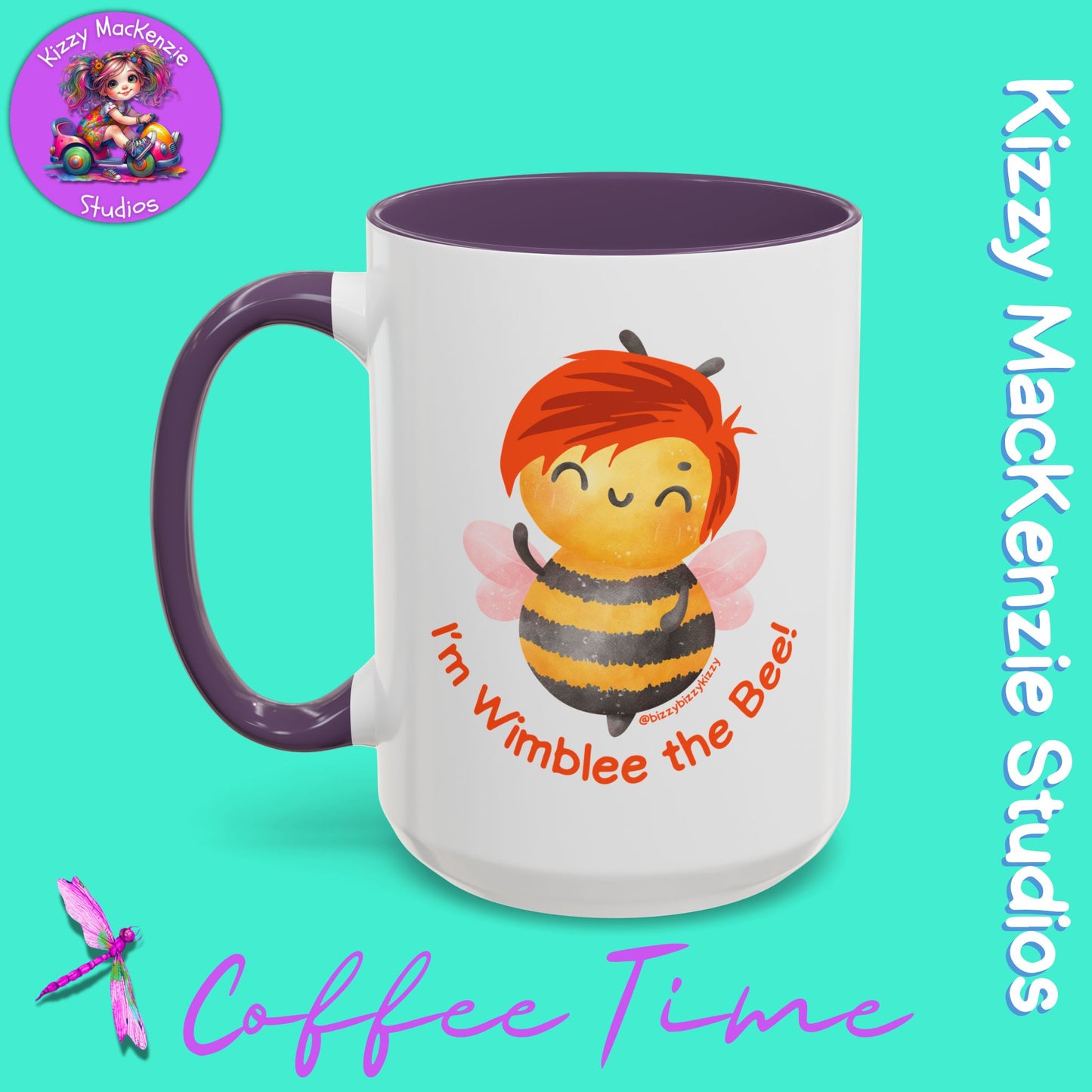 Wimblee the Bee Accent Coffee Mug Colorful Art Teacher Gifts Housewarming Present Funny Insect