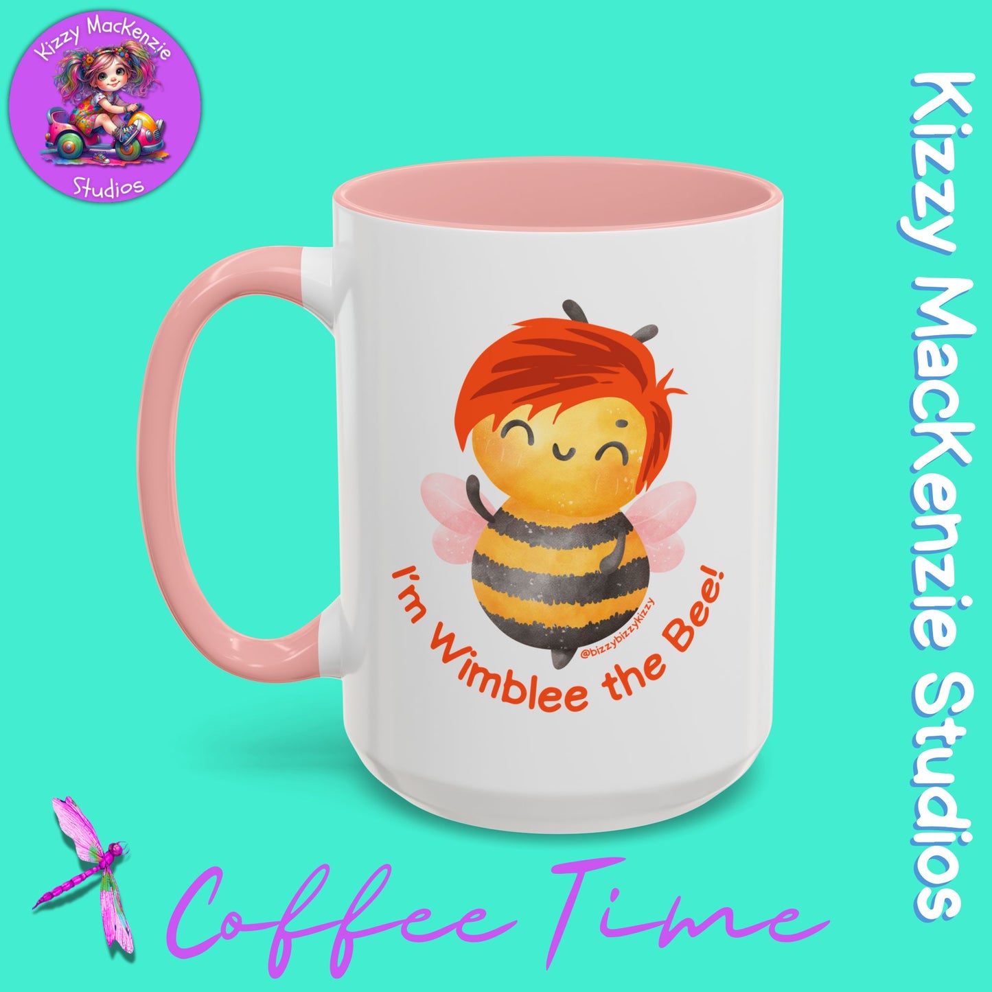 Wimblee the Bee Accent Coffee Mug Colorful Art Teacher Gifts Housewarming Present Funny Insect