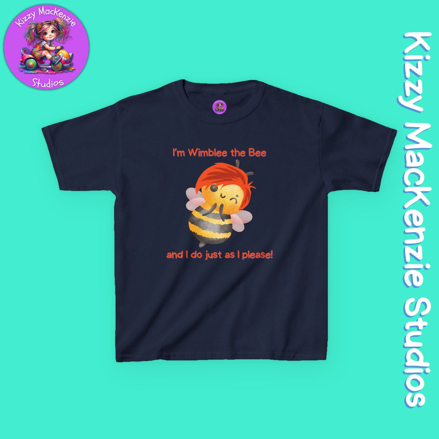 Wimblee the Bee T-Shirt for Kids Honey Bee Art Funny Shirt for Boys and Girls Nature Lover Gift for Kids