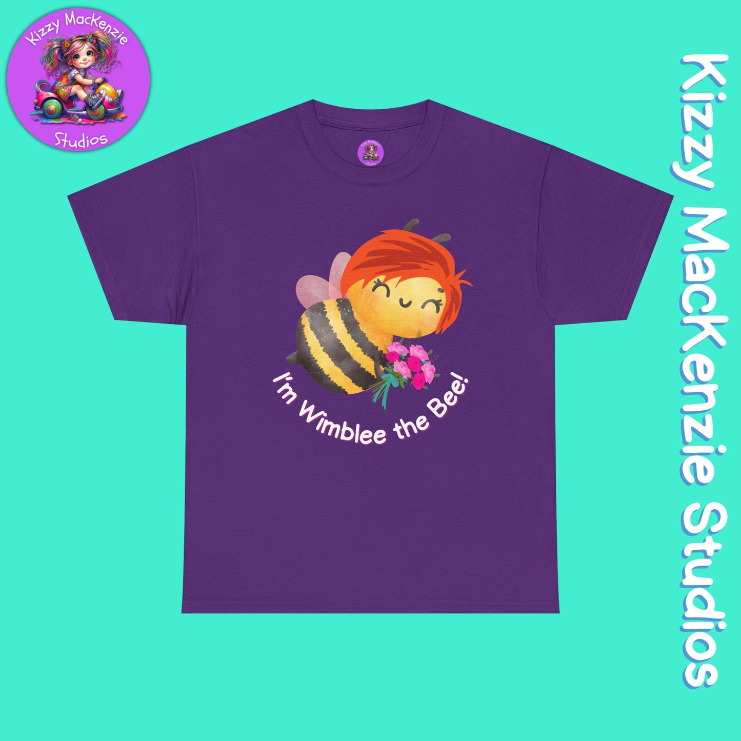 Wimblee the Bee Colorful Spring T-Shirt Environment Shirt Mother Nature Lover Gift Beautiful Bee Art Adult Unisex Heavy Cotton Tee