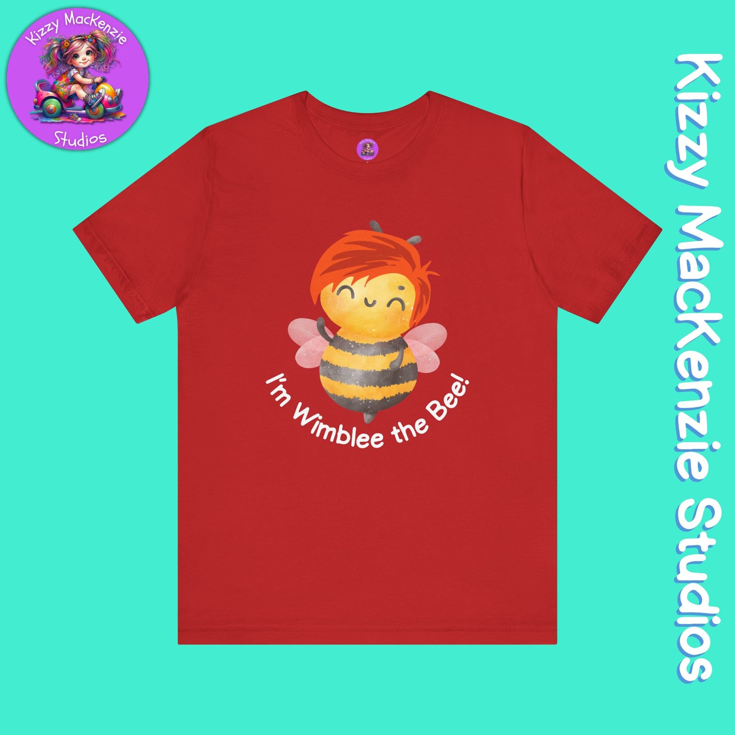 Wimblee the Bee Tee Shirt Red-Haired Honey Bee Gift for Him or Her Colorful Nature Art Adult Unisex Jersey Short Sleeve T-Shirt