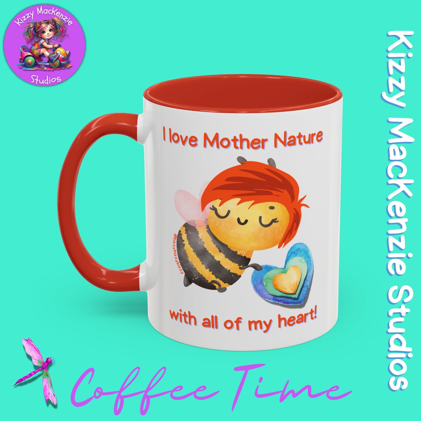 Wimblee the Bee Accent Coffee Mug I Love Mother Nature Honey Bee Conservation Heart Mug