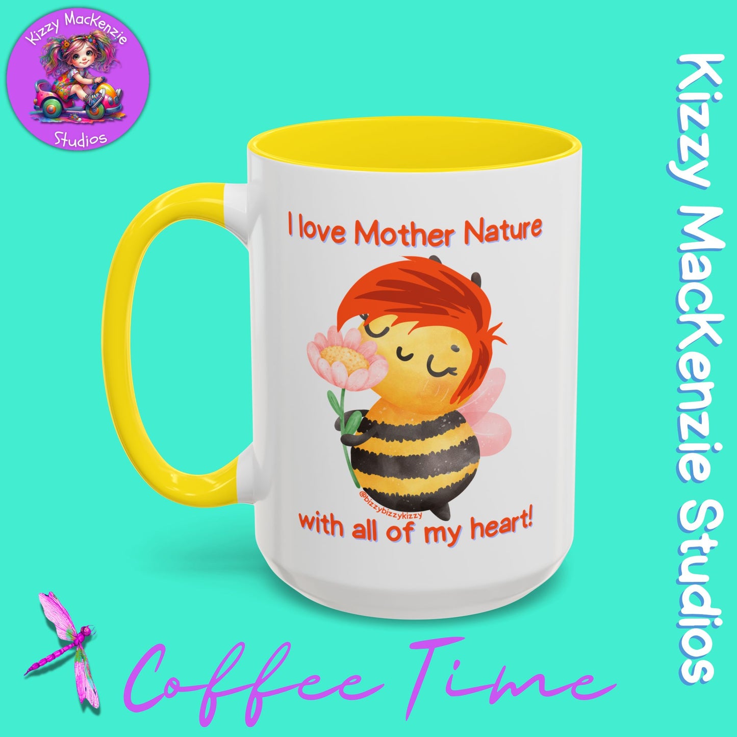 Wimblee the Bee Accent Coffee Mug Gift for Her I Love Mother Nature Flowers Honey Bees Housewarming Gift
