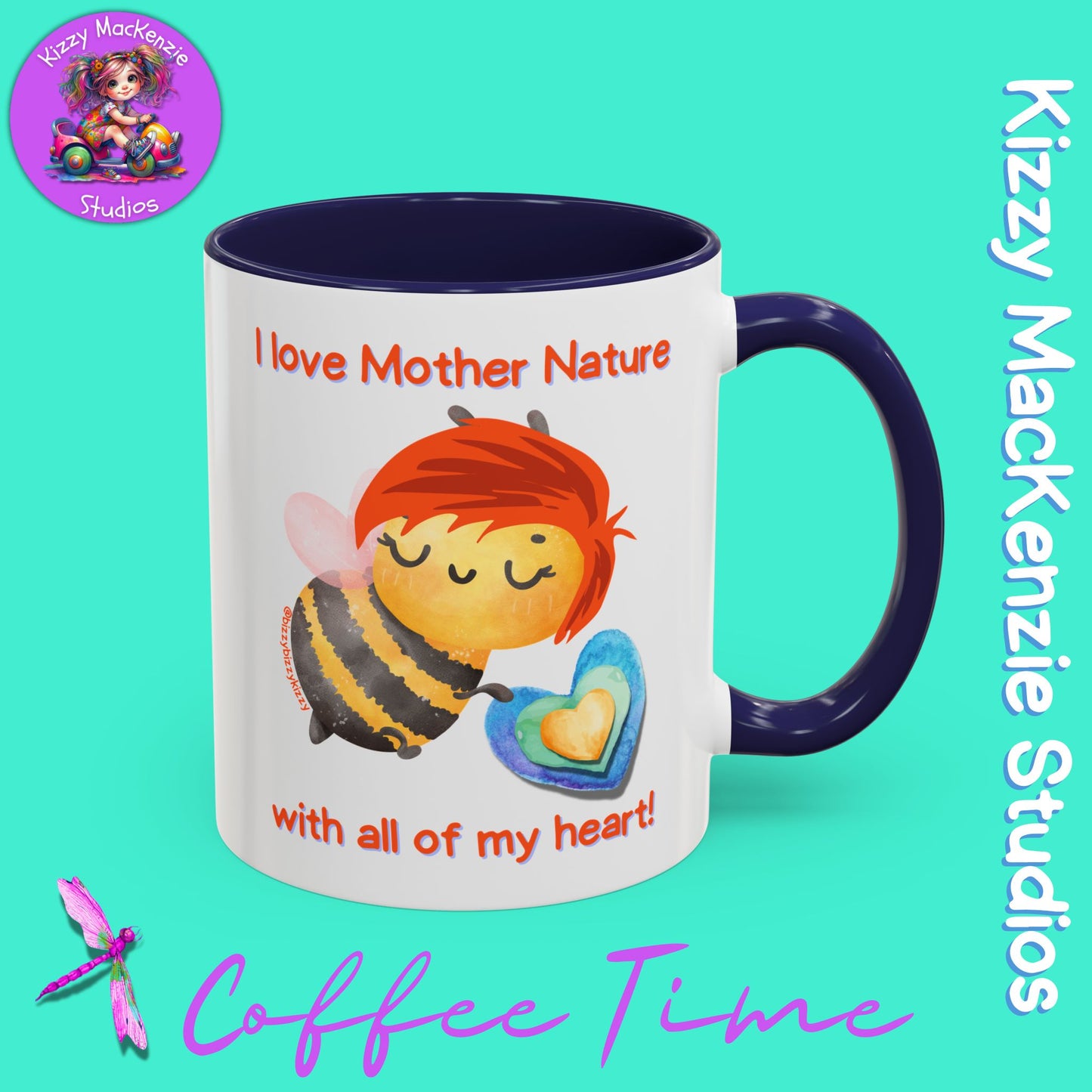 Wimblee the Bee Accent Coffee Mug I Love Mother Nature Honey Bee Conservation Heart Mug