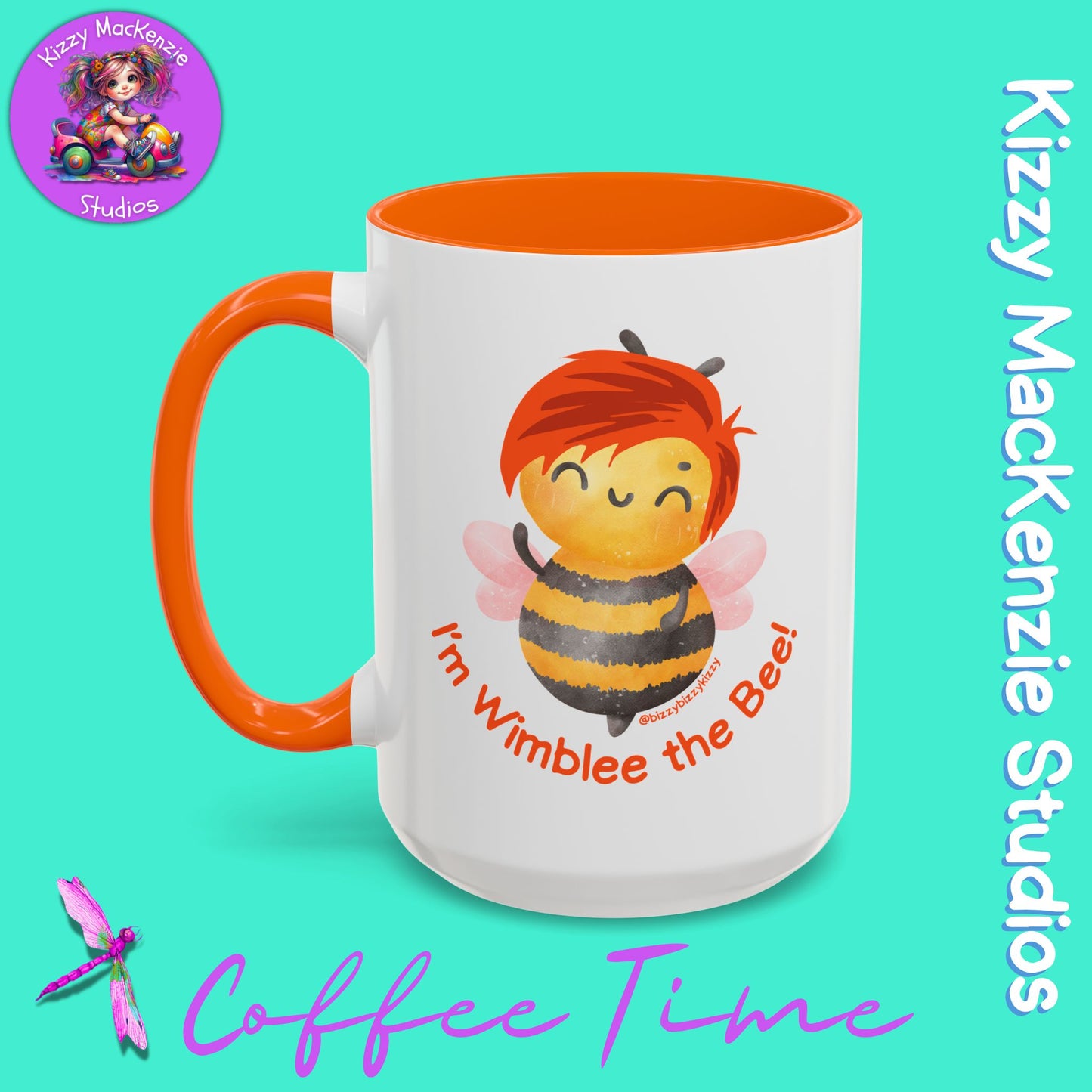 Wimblee the Bee Accent Coffee Mug Colorful Art Teacher Gifts Housewarming Present Funny Insect