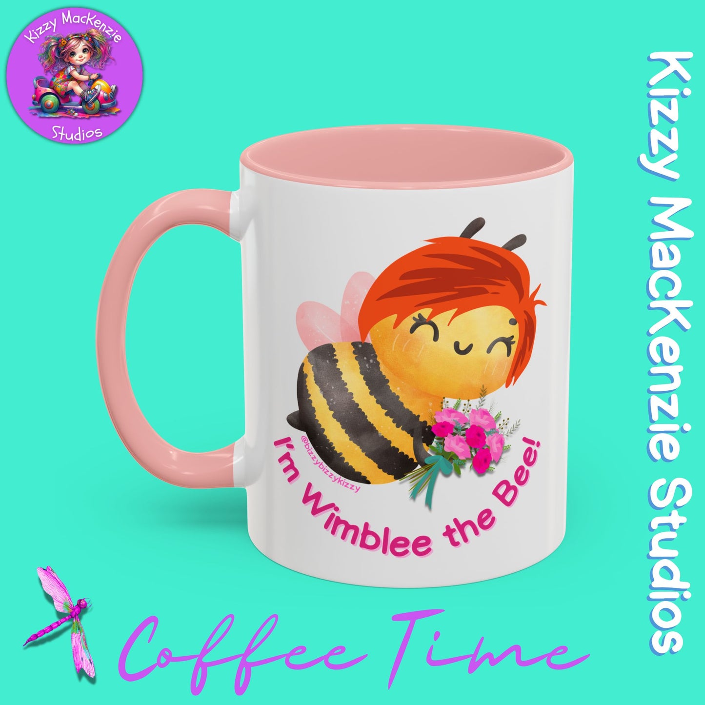Wimblee the Bee Accent Coffee Mug Colorful Housewarming Gift Spring Flowers Nature Lover Gift