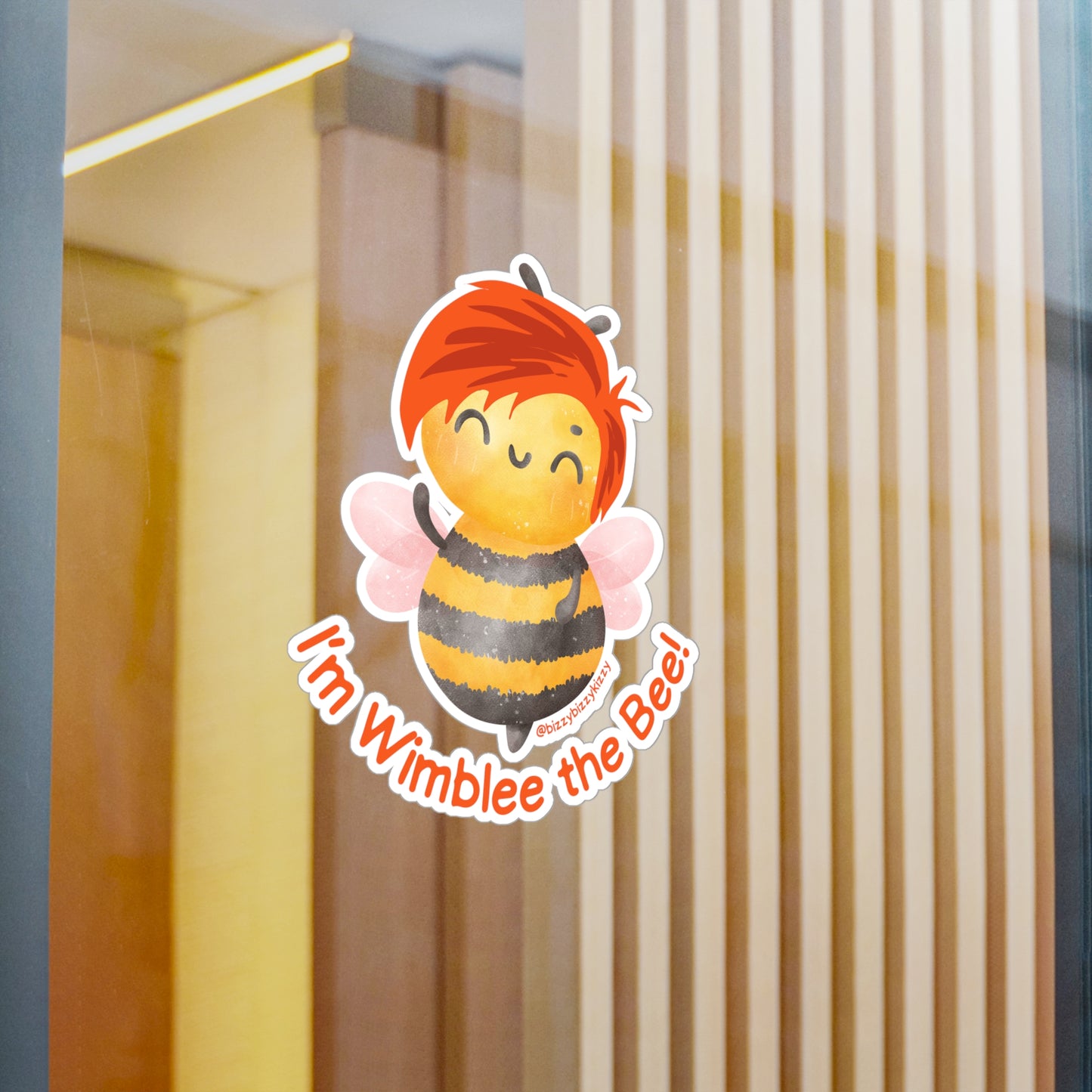 Wimblee the Bee Kiss-Cut Vinyl Decals Honey Bee Decal Red-Haired Art Bee Appreciation Gift