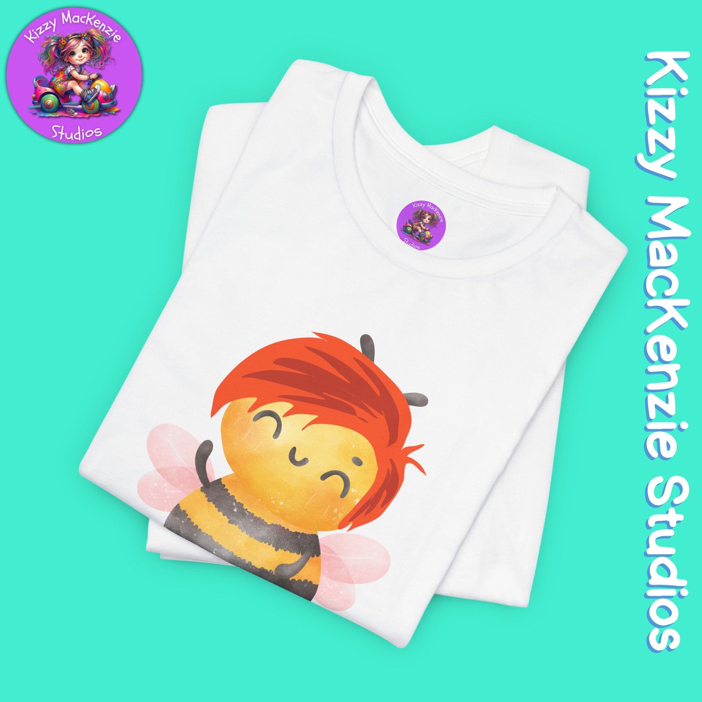 Wimblee the Bee Tee Shirt Red-Haired Honey Bee Gift for Him or Her Colorful Nature Art Adult Unisex Jersey Short Sleeve T-Shirt
