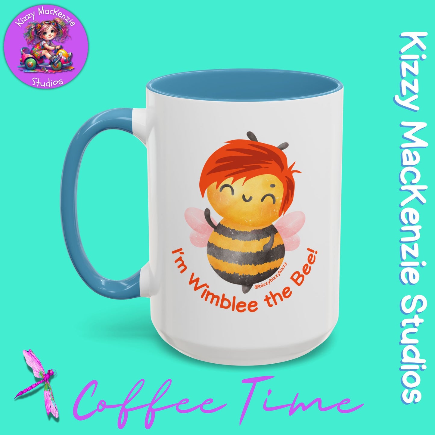 Wimblee the Bee Accent Coffee Mug Colorful Art Teacher Gifts Housewarming Present Funny Insect