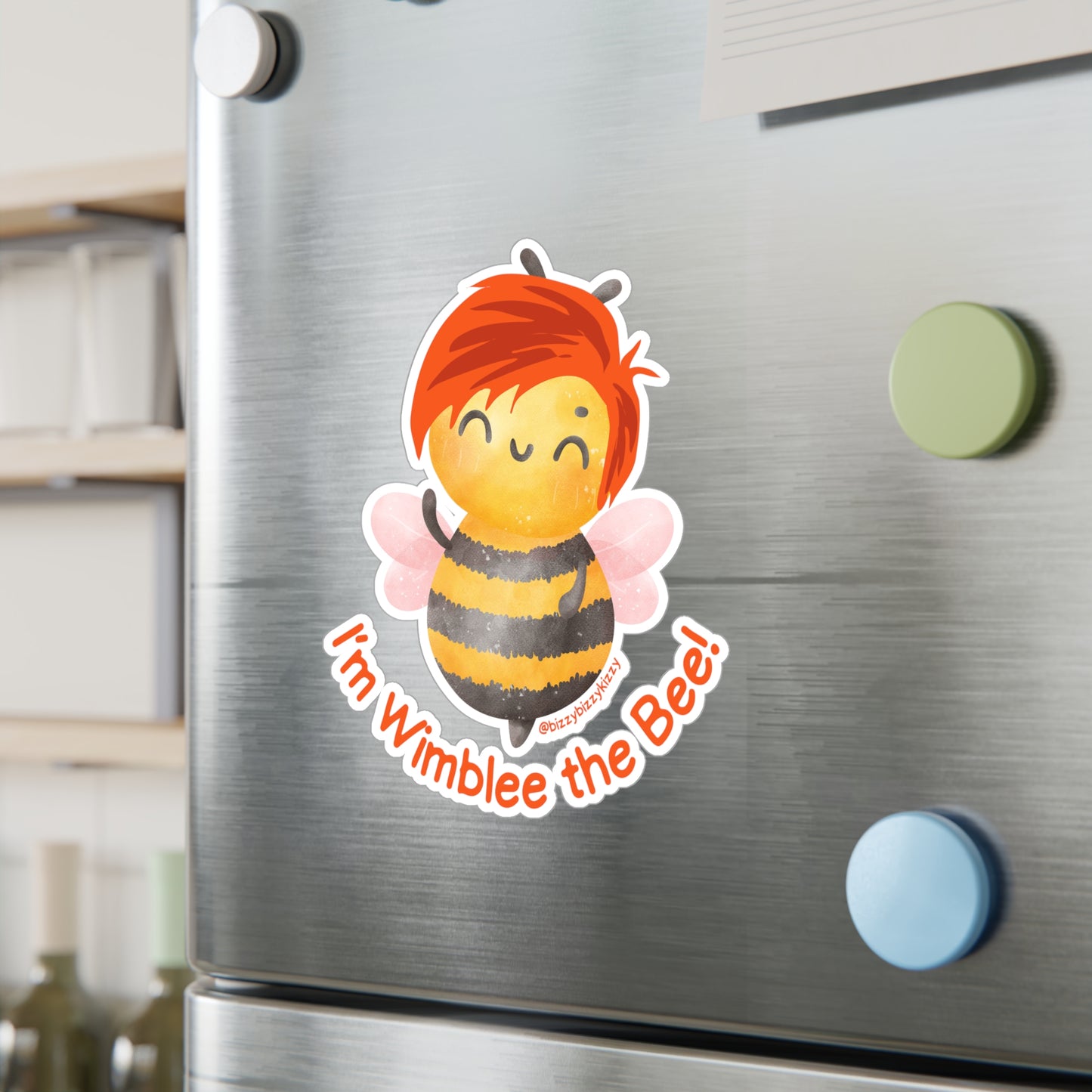 Wimblee the Bee Kiss-Cut Vinyl Decals Honey Bee Decal Red-Haired Art Bee Appreciation Gift