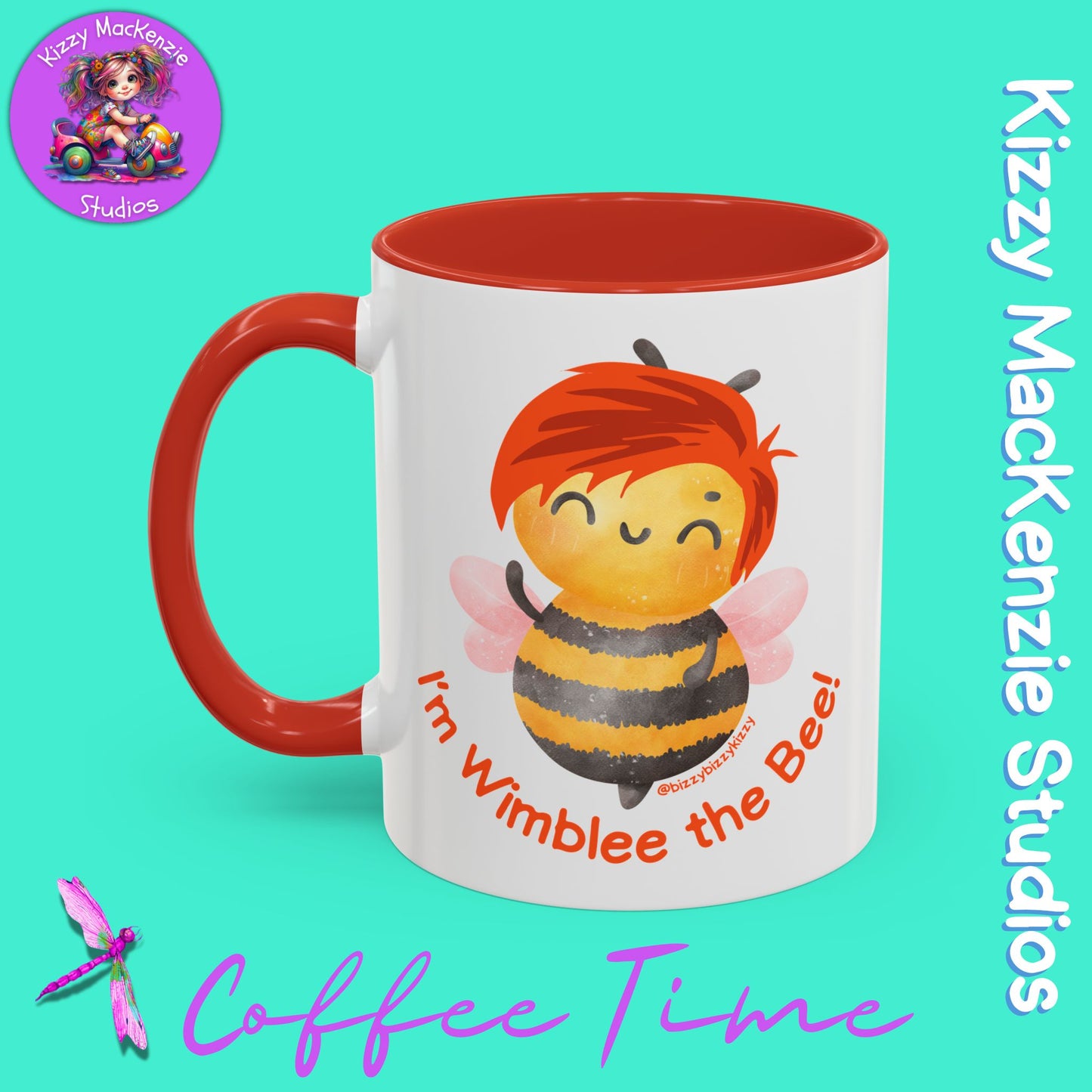 Wimblee the Bee Accent Coffee Mug Colorful Art Teacher Gifts Housewarming Present Funny Insect