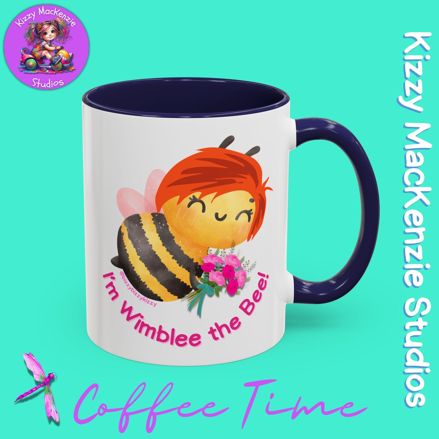 Wimblee the Bee Accent Coffee Mug Colorful Housewarming Gift Spring Flowers Nature Lover Gift