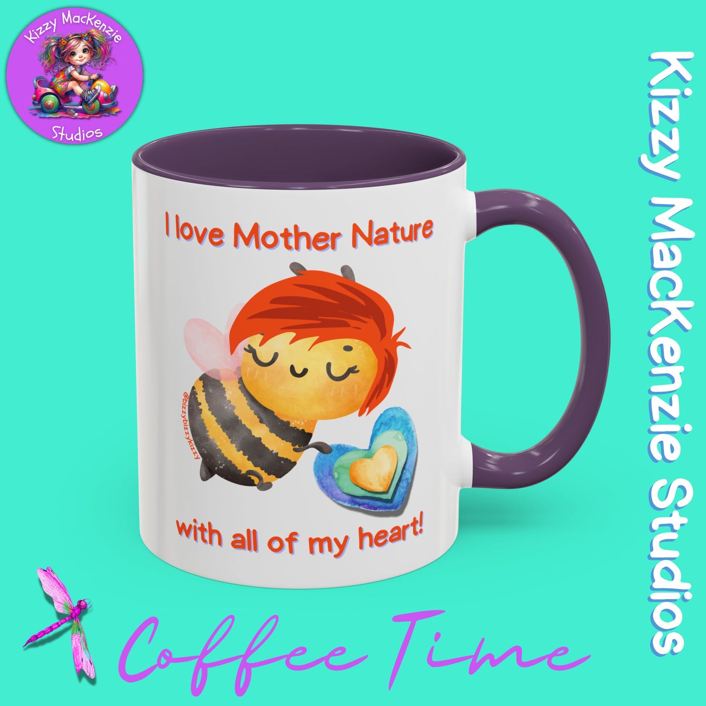 Wimblee the Bee Accent Coffee Mug I Love Mother Nature Honey Bee Conservation Heart Mug