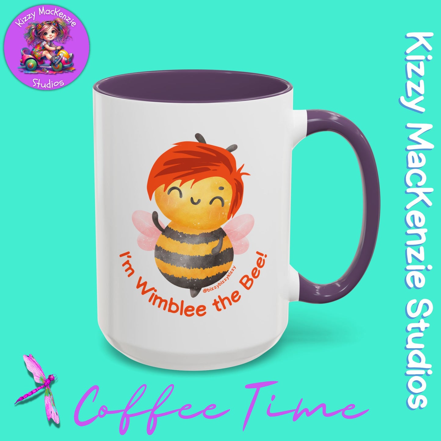 Wimblee the Bee Accent Coffee Mug Colorful Art Teacher Gifts Housewarming Present Funny Insect