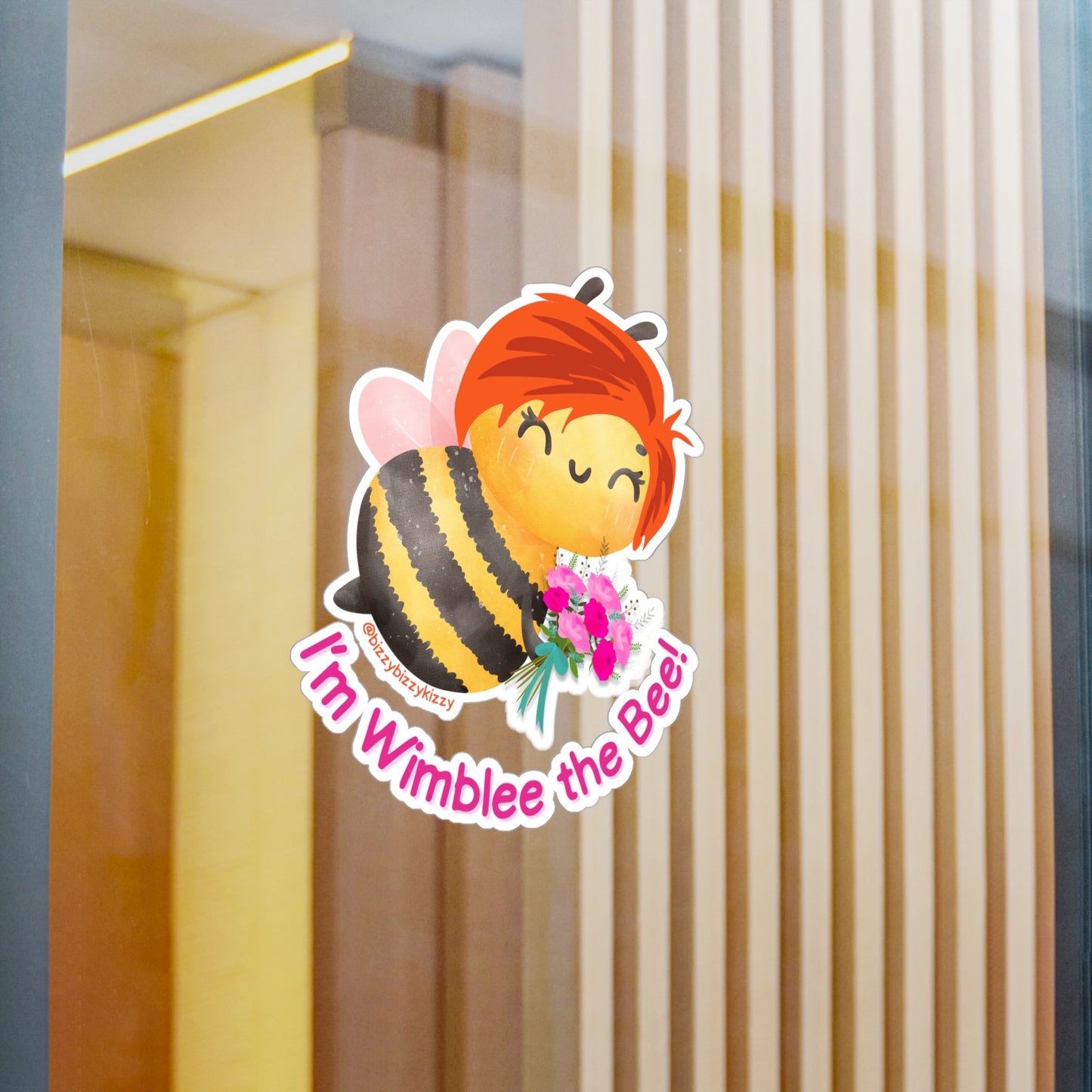 Wimblee the Bee Kiss-Cut Vinyl Decals Spring Flowers Decal Honey Bee Lover Gift Pollinator Decal