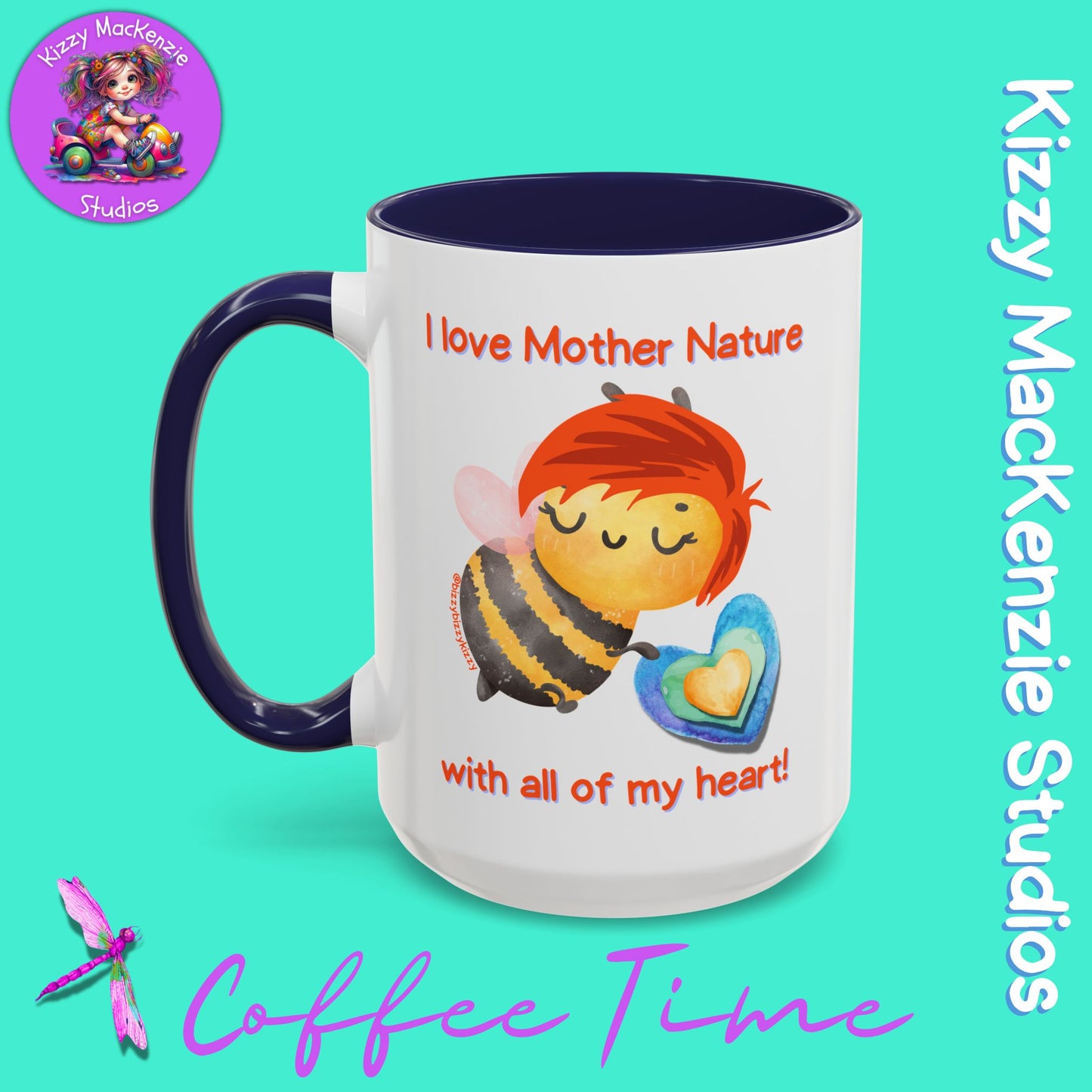 Wimblee the Bee Accent Coffee Mug I Love Mother Nature Honey Bee Conservation Heart Mug