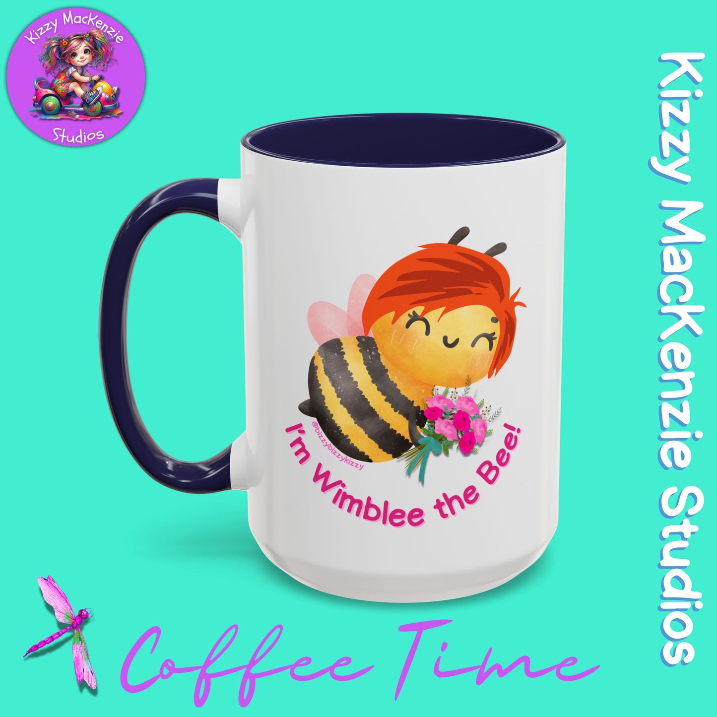 Wimblee the Bee Accent Coffee Mug Colorful Housewarming Gift Spring Flowers Nature Lover Gift