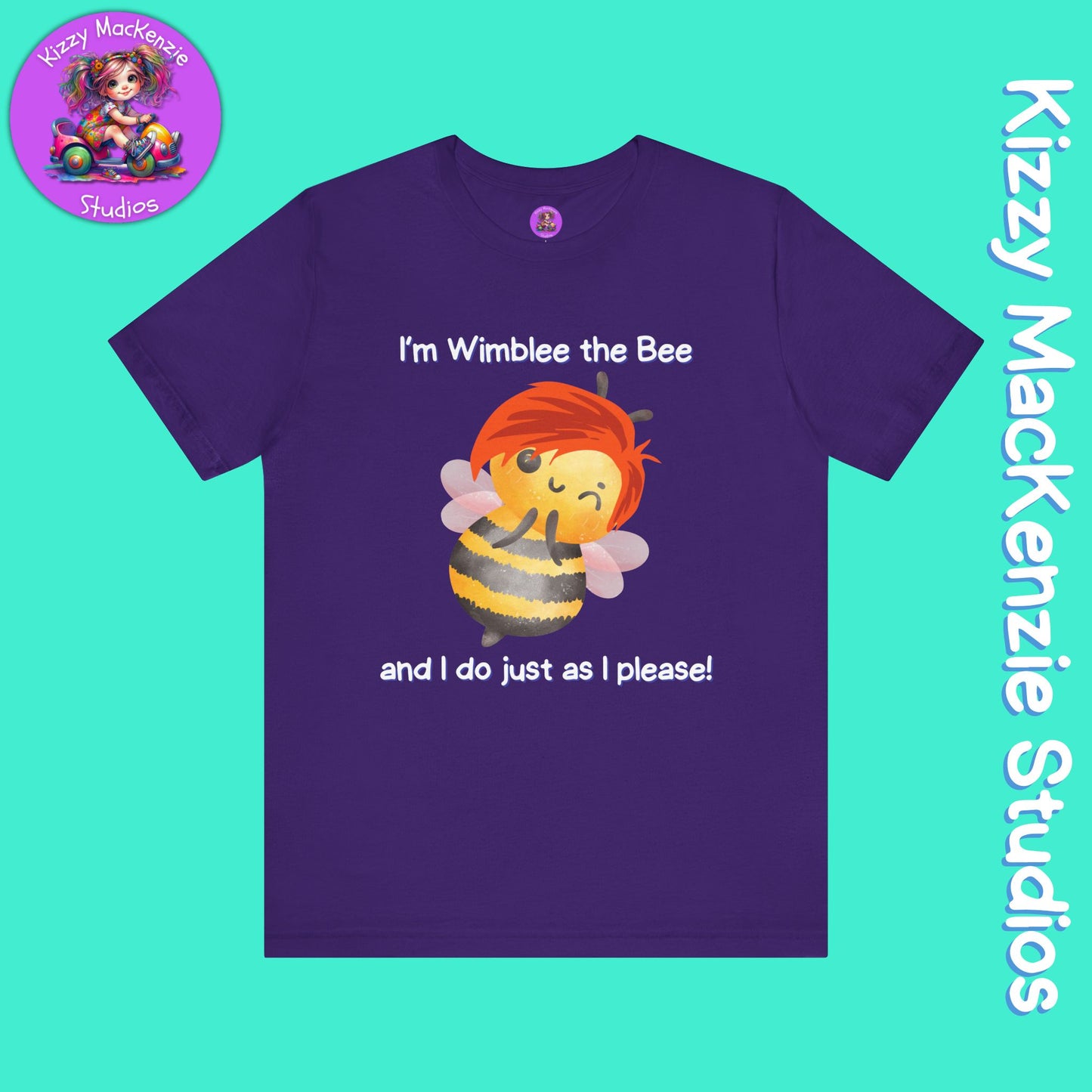 Wimblee the Bee T-Shirt Funny Honey Bee Tee Shirt Nature Gift Colorful Bee Art Pollinator Shirt for Him or Her Adult Unisex Jersey Short Sleeve T-Shirt