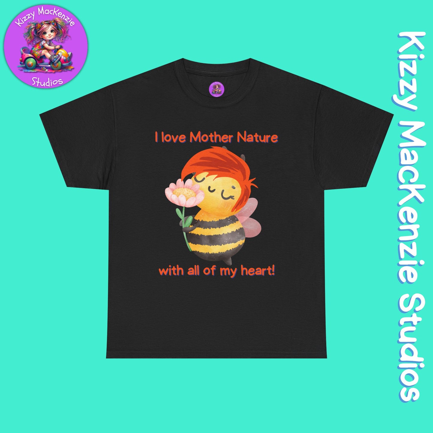 Wimblee the Bee T-Shirt I Love Mother Nature Flowers Tee Earth Day Gift for Teacher Sweet Honey Bee Tee Adult Unisex Heavy Cotton Tee