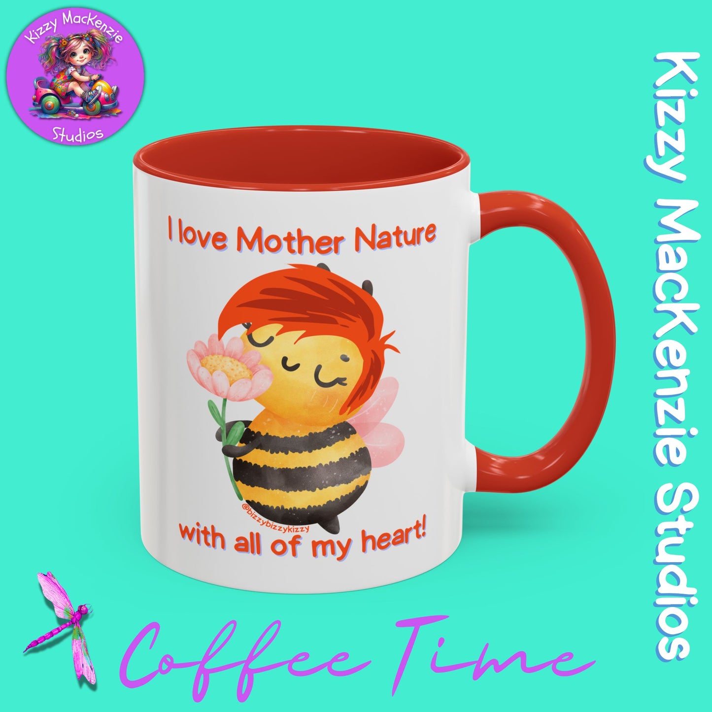 Wimblee the Bee Accent Coffee Mug Gift for Her I Love Mother Nature Flowers Honey Bees Housewarming Gift