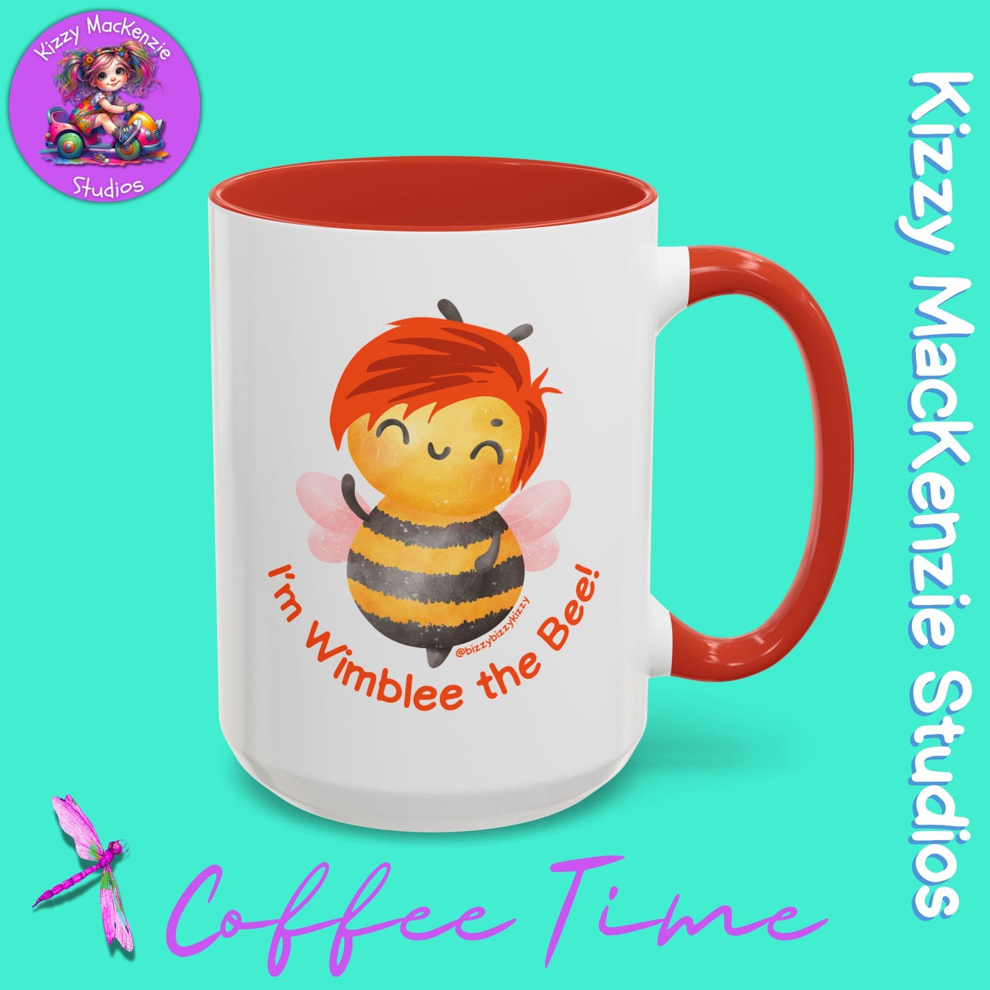 Wimblee the Bee Accent Coffee Mug Colorful Art Teacher Gifts Housewarming Present Funny Insect