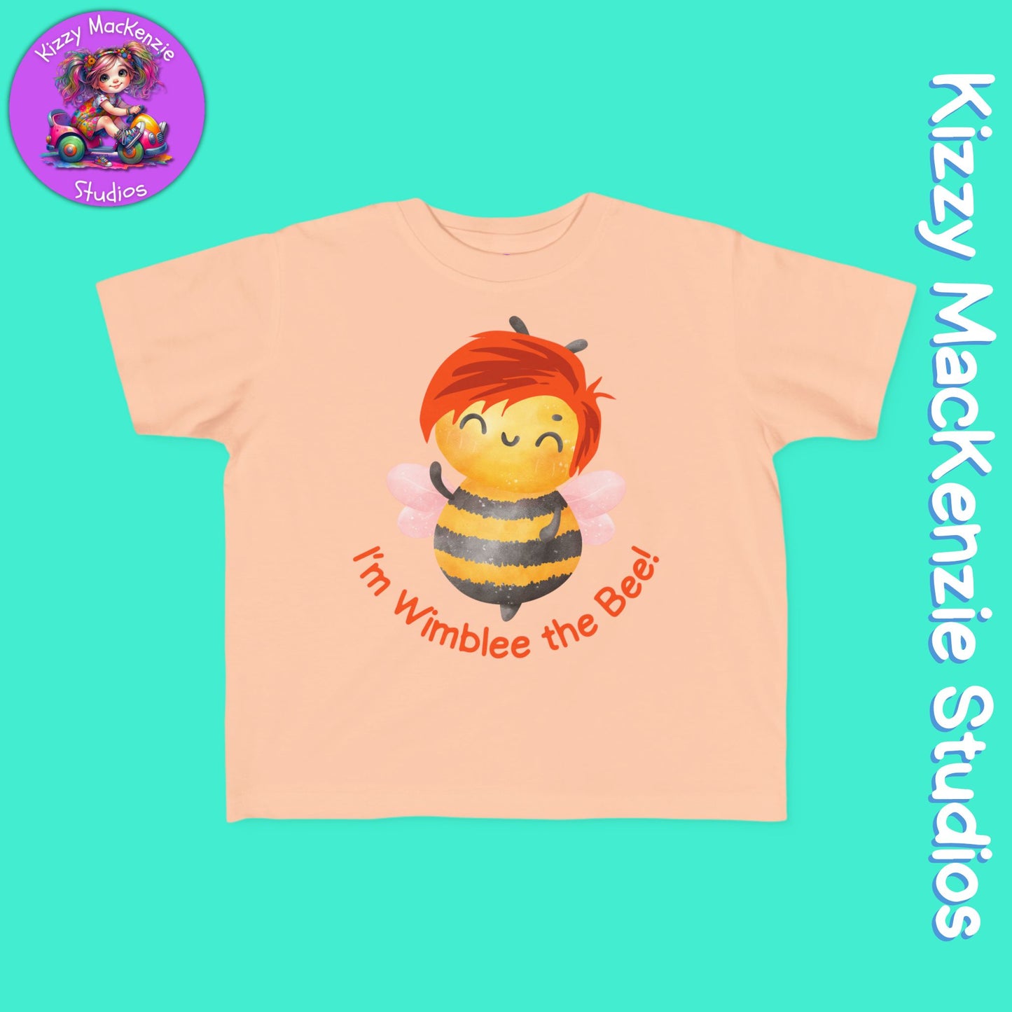Wimblee the Bee Shirt Colorful Honey Bee Red-Haired Gift for Child Fine Jersey Tee for Toddler Clothes