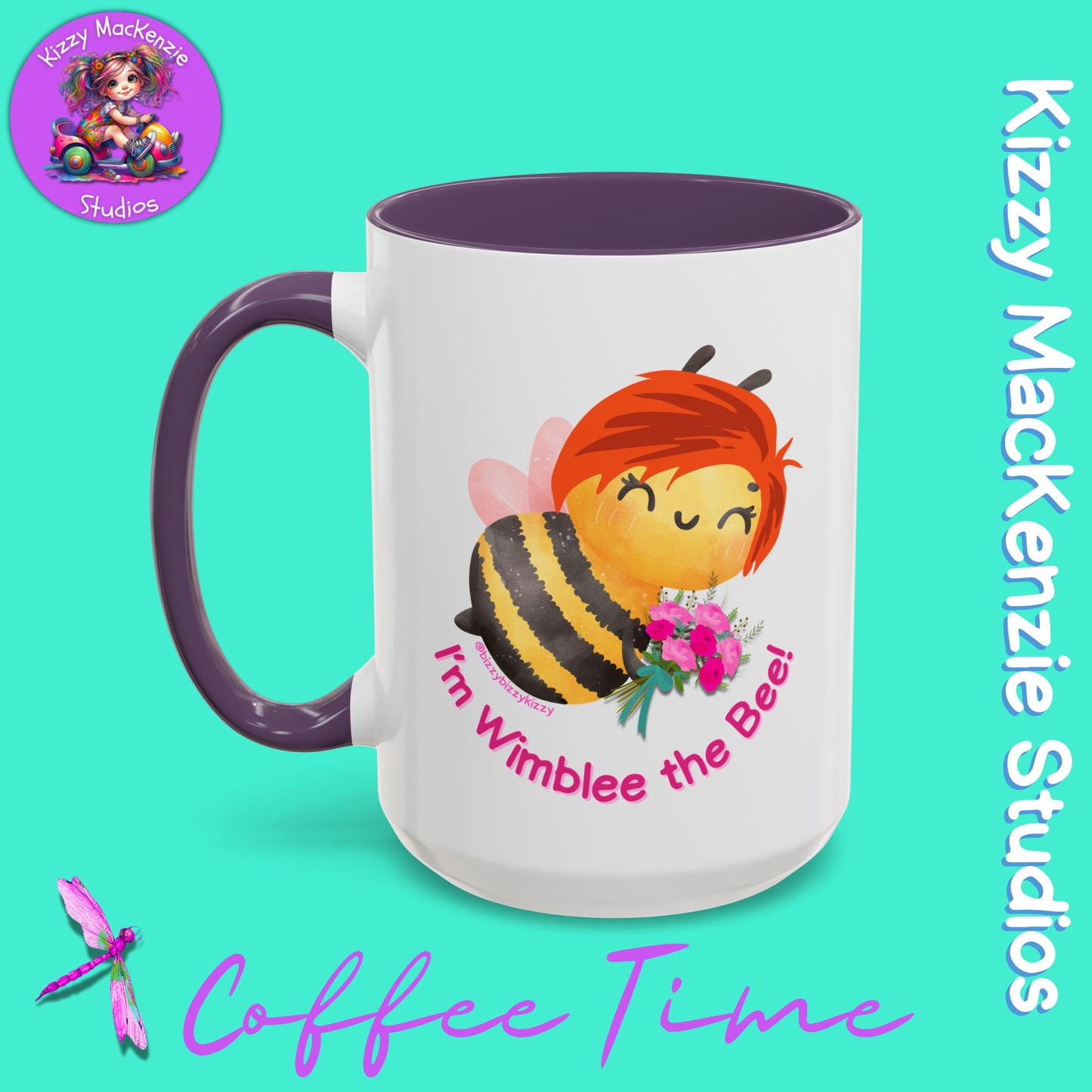 Wimblee the Bee Accent Coffee Mug Colorful Housewarming Gift Spring Flowers Nature Lover Gift