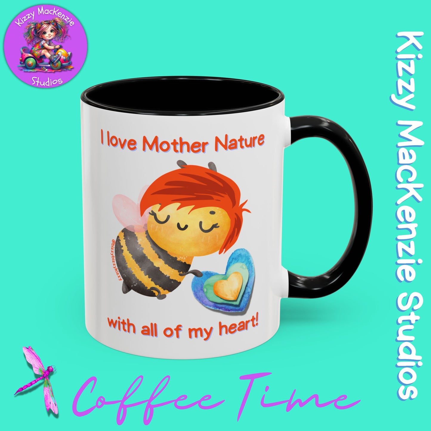 Wimblee the Bee Accent Coffee Mug I Love Mother Nature Honey Bee Conservation Heart Mug