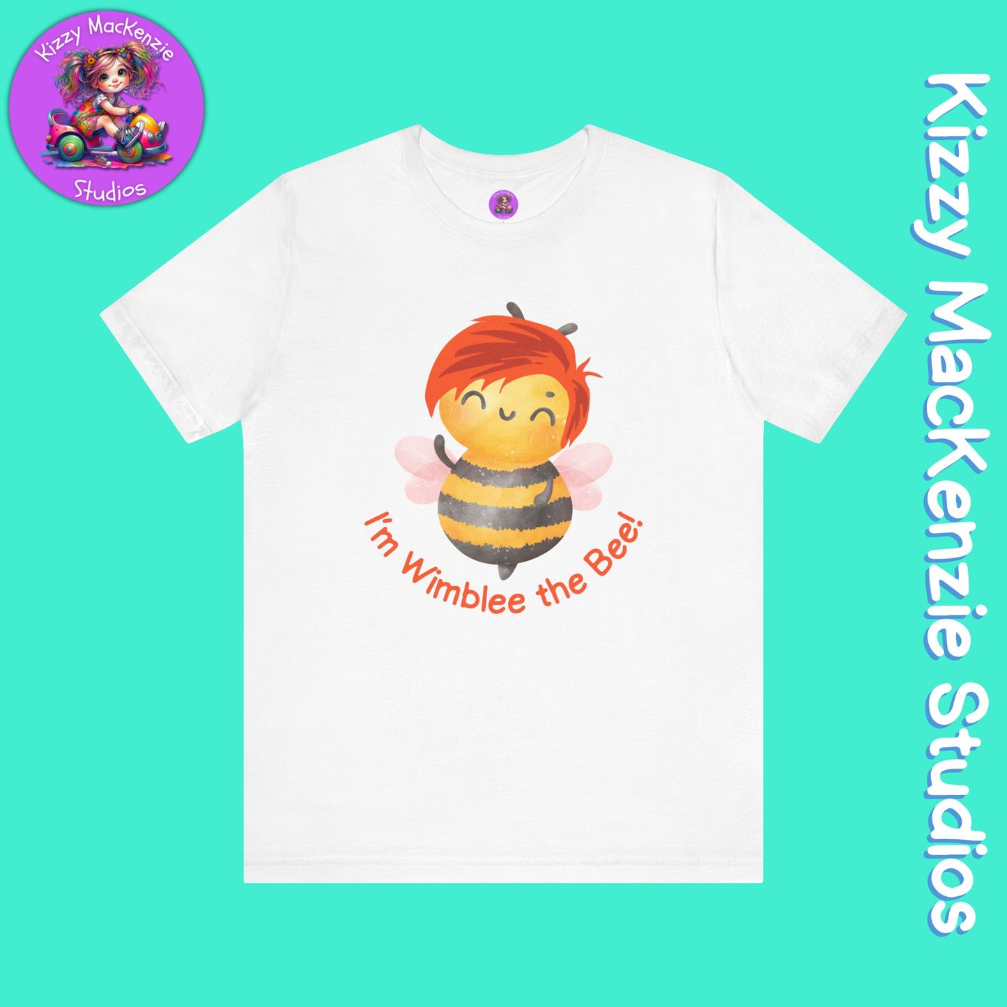 Wimblee the Bee Tee Shirt Red-Haired Honey Bee Gift for Him or Her Colorful Nature Art Adult Unisex Jersey Short Sleeve T-Shirt