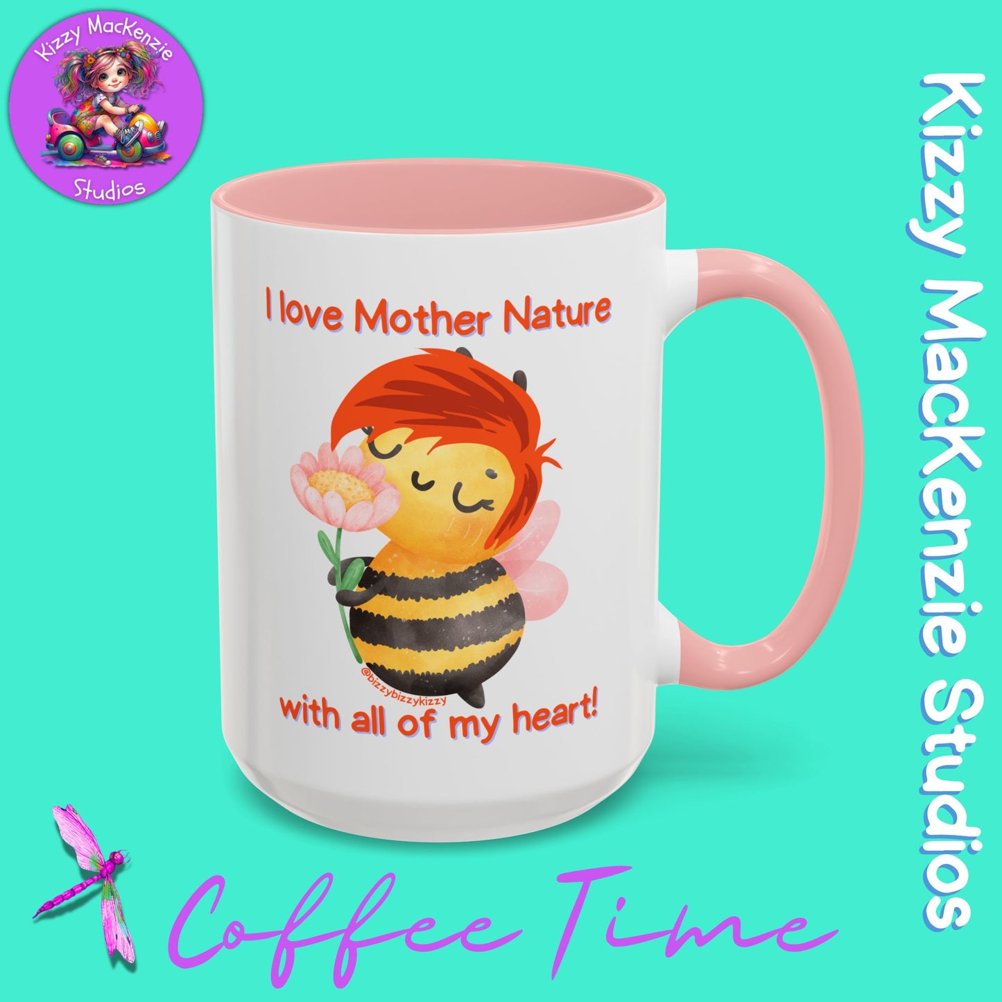 Wimblee the Bee Accent Coffee Mug Gift for Her I Love Mother Nature Flowers Honey Bees Housewarming Gift