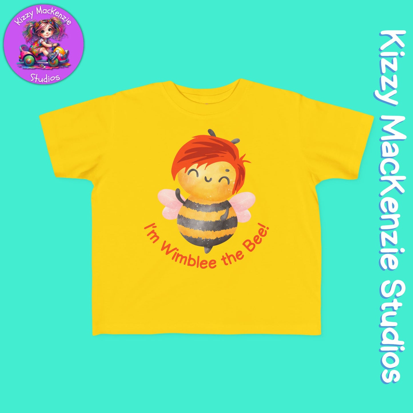 Wimblee the Bee Shirt Colorful Honey Bee Red-Haired Gift for Child Fine Jersey Tee for Toddler Clothes