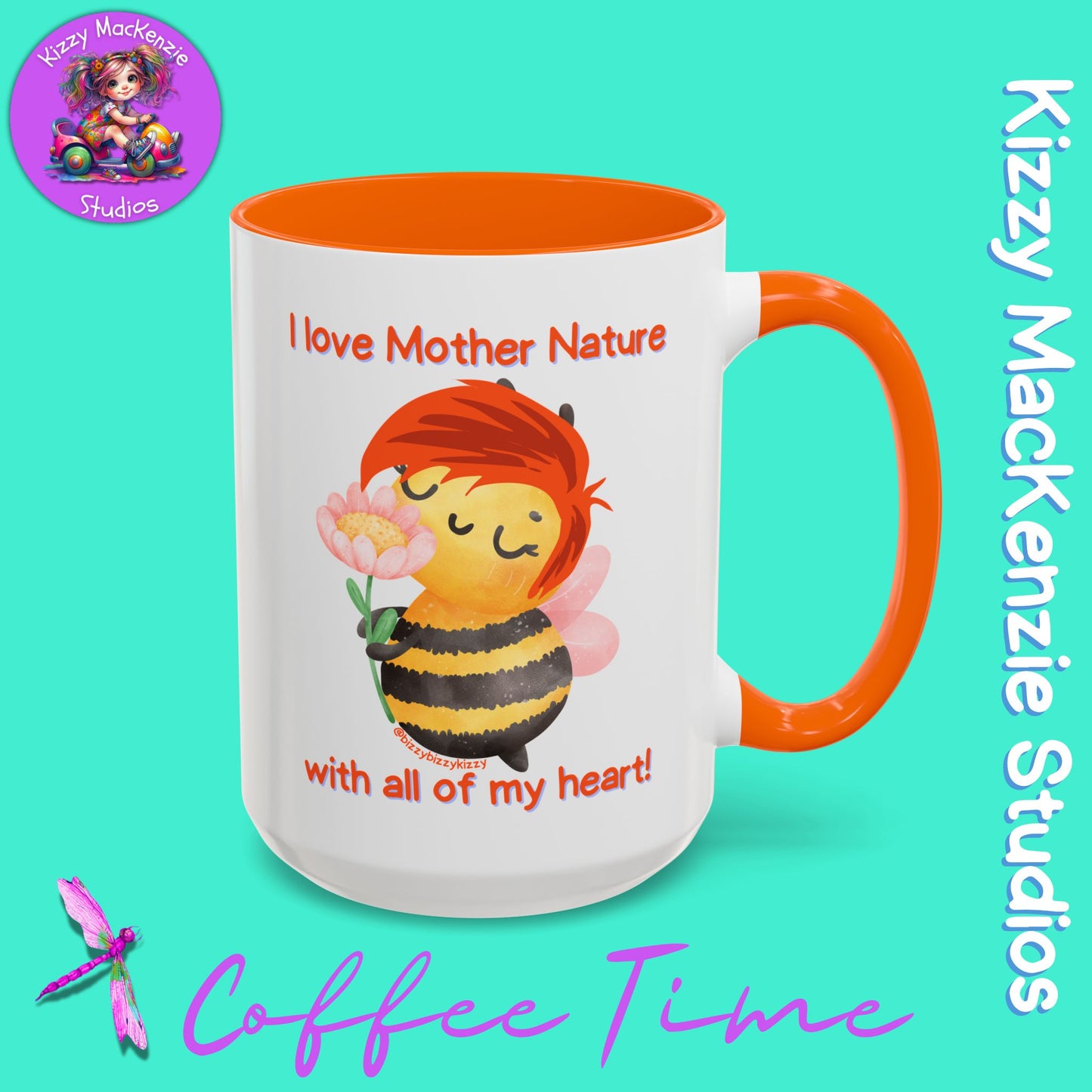 Wimblee the Bee Accent Coffee Mug Gift for Her I Love Mother Nature Flowers Honey Bees Housewarming Gift