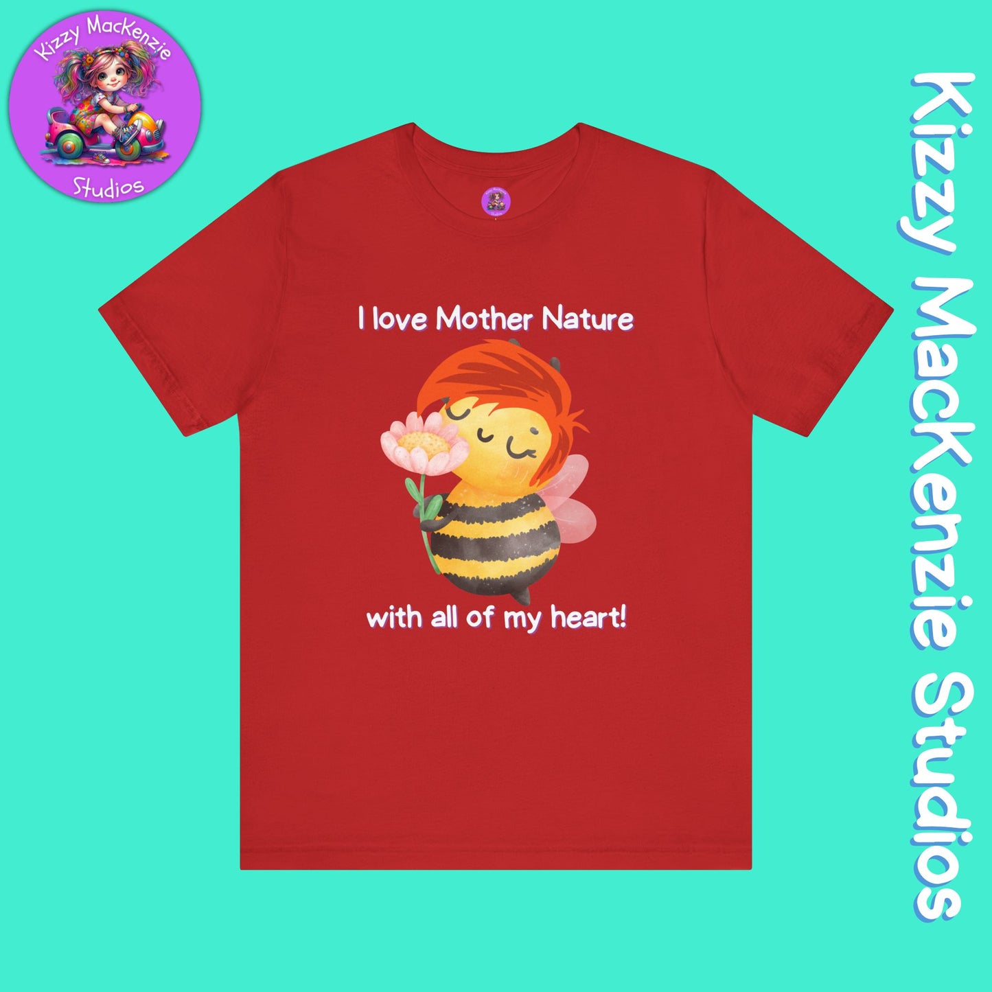 Wimblee the Bee T-Shirt Mother Nature Lover Gift Honey Bee Tee Flower Gift for Her Adult Unisex Jersey Short Sleeve T-Shirt