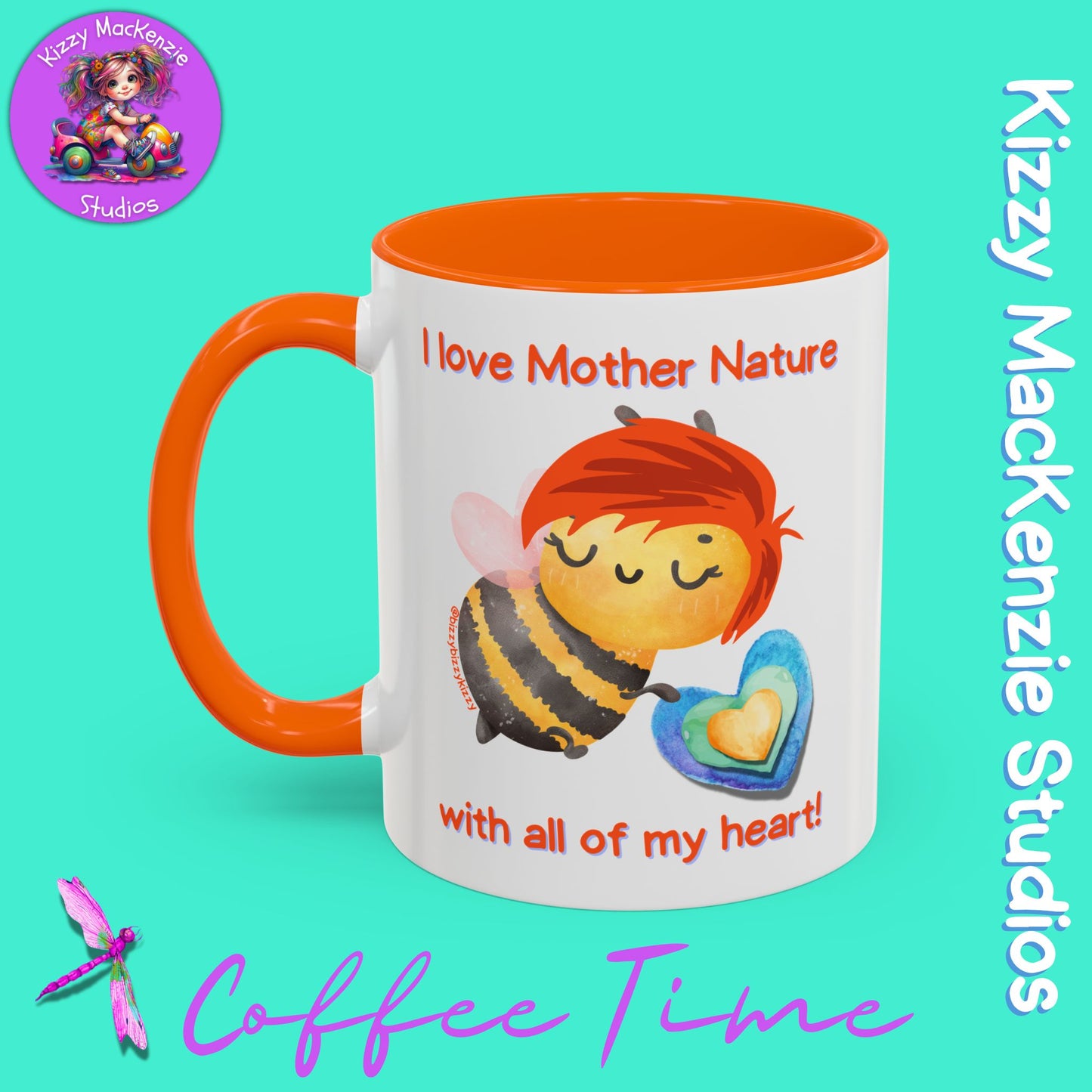 Wimblee the Bee Accent Coffee Mug I Love Mother Nature Honey Bee Conservation Heart Mug