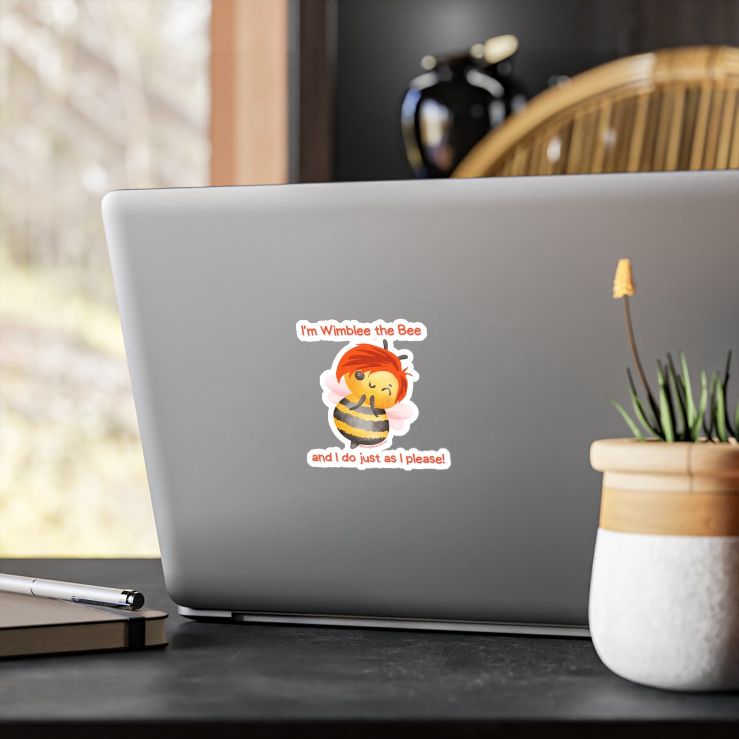Wimblee the Bee Vinyl Decals Funny Honey Bee Kiss-Cut Vinyl Decal Bee Lover Gift for Him or Her