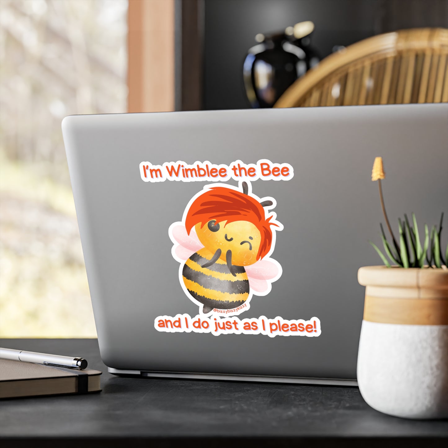 Wimblee the Bee Vinyl Decals Funny Honey Bee Kiss-Cut Vinyl Decal Bee Lover Gift for Him or Her