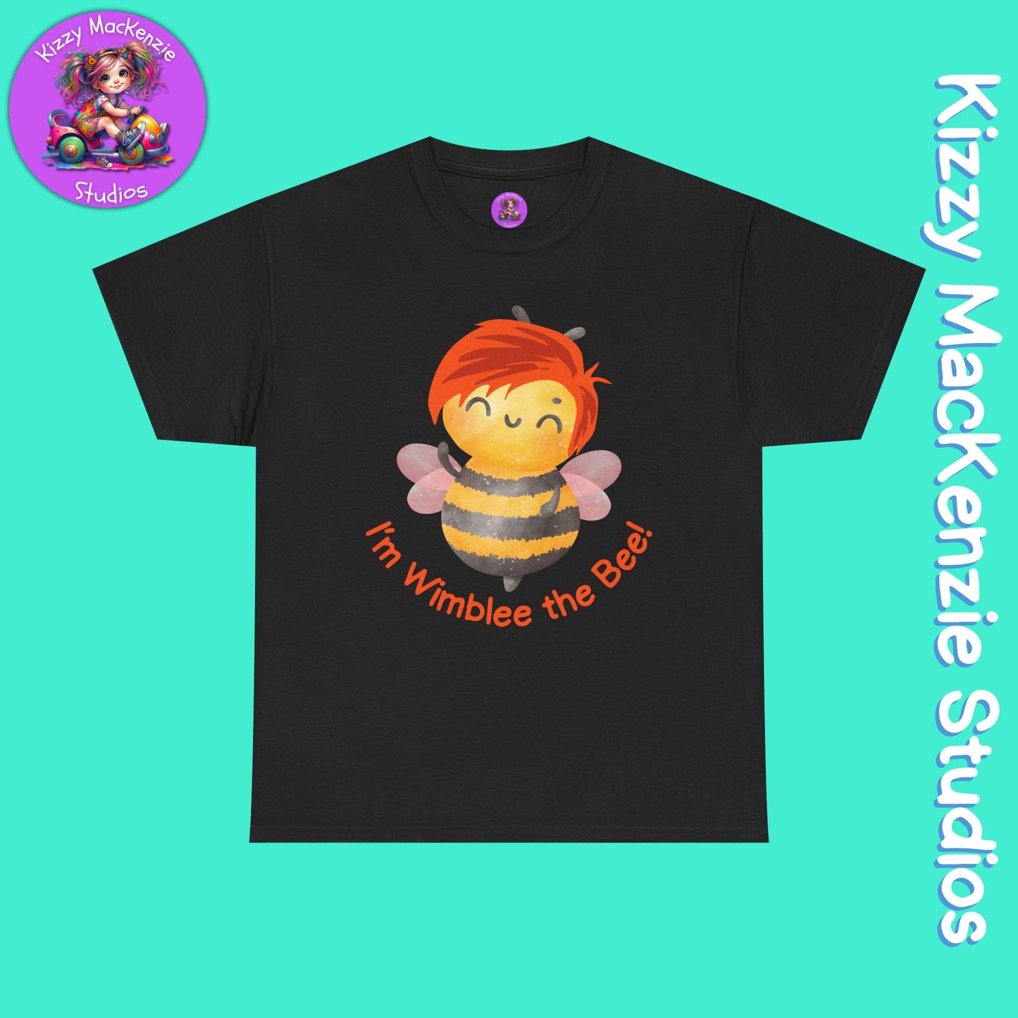 Wimblee the Bee Shirt Cute Honey Bee Tee Short Sleeve Shirt Redhead Gift for Him or Her Environment Shirt Adult Unisex Heavy Cotton Tee