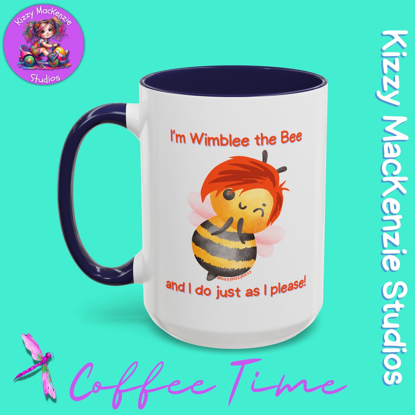 Wimblee the Bee Accent Coffee Mug Gift for Him Gift for Her Honeybee Art Nature Lover Gift