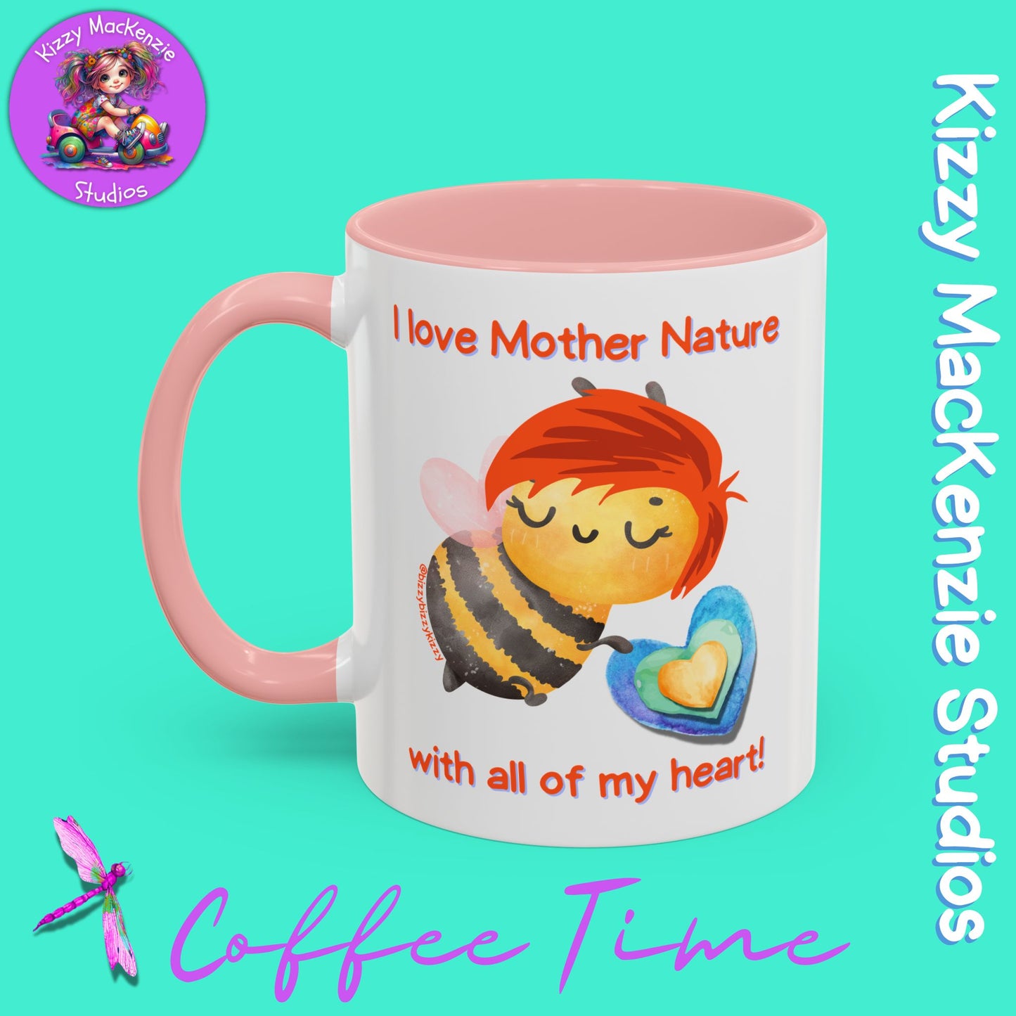 Wimblee the Bee Accent Coffee Mug I Love Mother Nature Honey Bee Conservation Heart Mug
