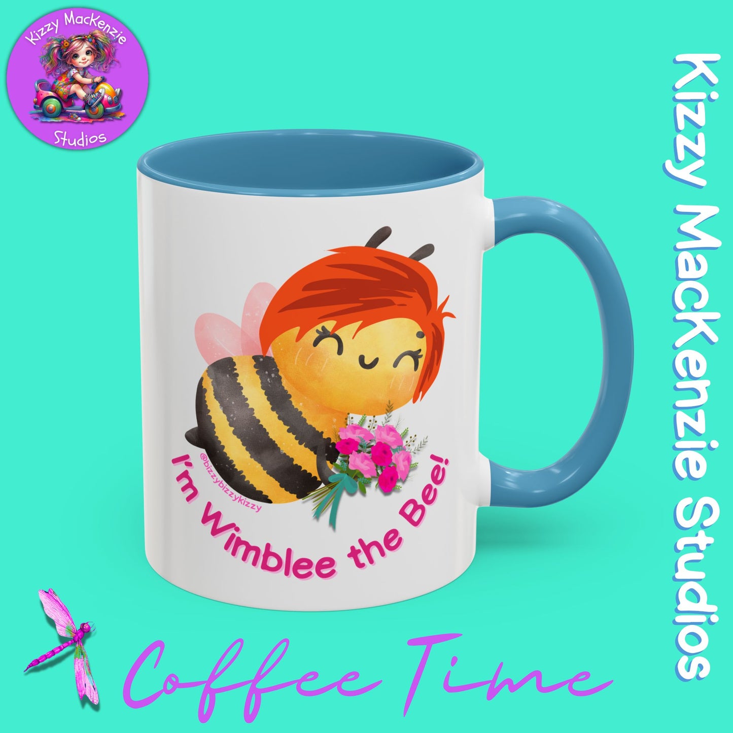 Wimblee the Bee Accent Coffee Mug Colorful Housewarming Gift Spring Flowers Nature Lover Gift