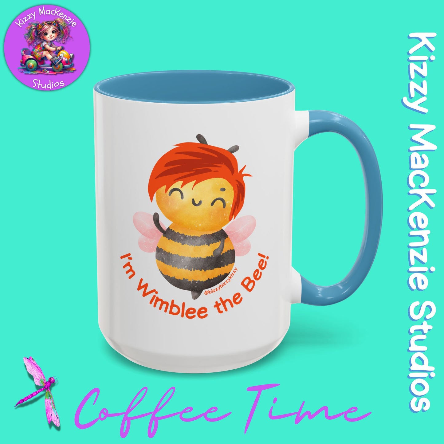 Wimblee the Bee Accent Coffee Mug Colorful Art Teacher Gifts Housewarming Present Funny Insect