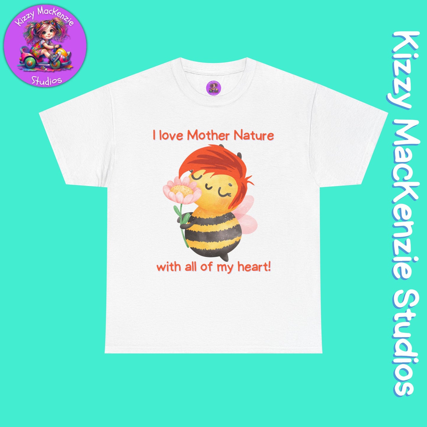 Wimblee the Bee T-Shirt I Love Mother Nature Flowers Tee Earth Day Gift for Teacher Sweet Honey Bee Tee Adult Unisex Heavy Cotton Tee
