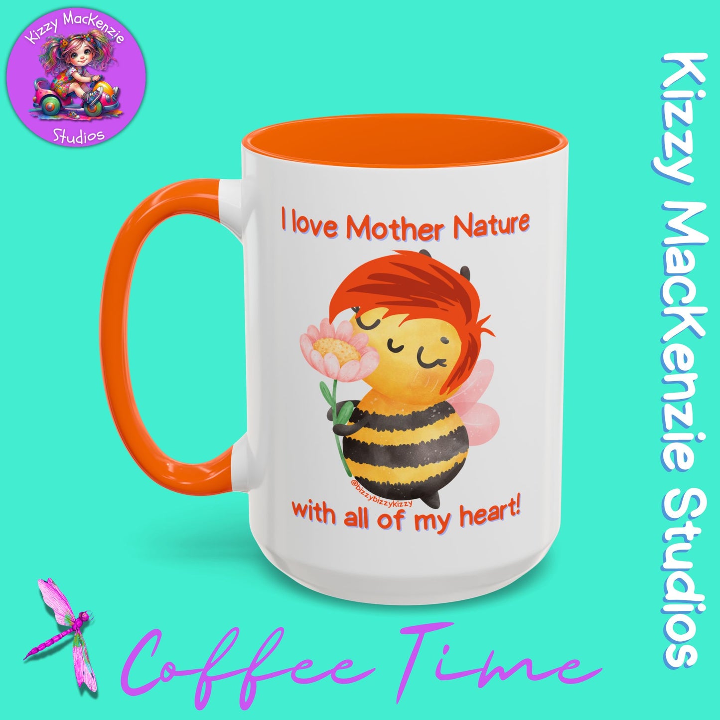 Wimblee the Bee Accent Coffee Mug Gift for Her I Love Mother Nature Flowers Honey Bees Housewarming Gift