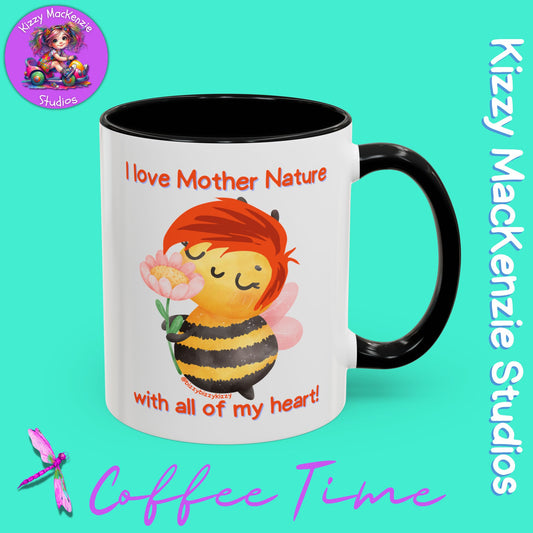 Wimblee the Bee Accent Coffee Mug Gift for Her I Love Mother Nature Flowers Honey Bees Housewarming Gift