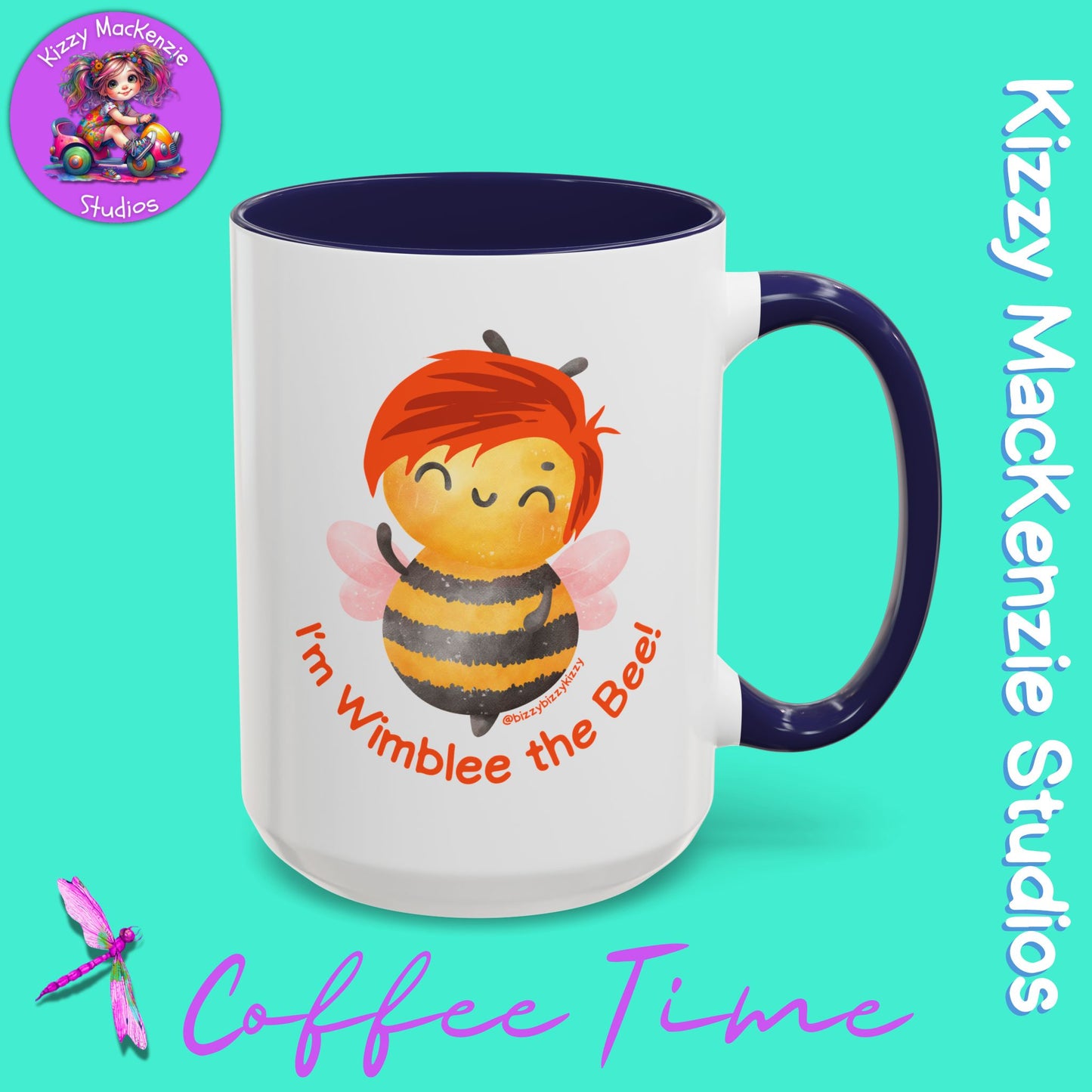Wimblee the Bee Accent Coffee Mug Colorful Art Teacher Gifts Housewarming Present Funny Insect