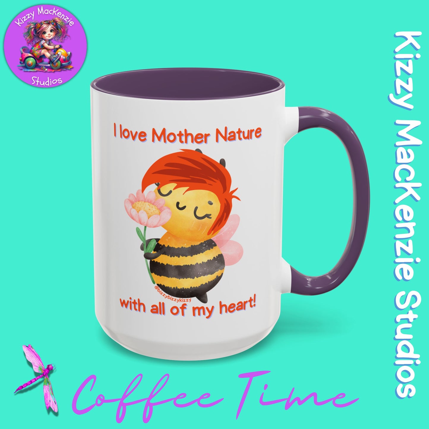 Wimblee the Bee Accent Coffee Mug Gift for Her I Love Mother Nature Flowers Honey Bees Housewarming Gift