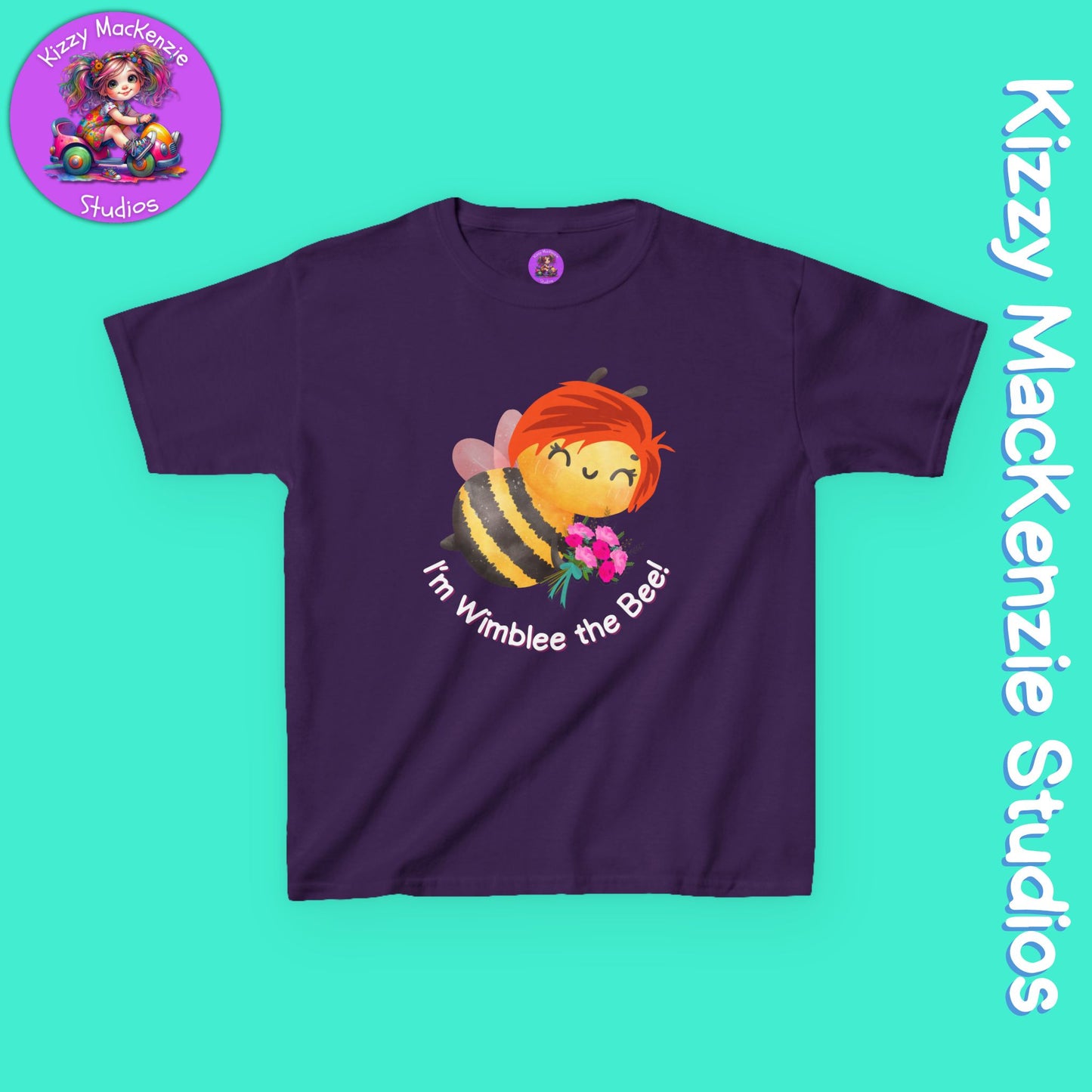 Wimblee the Bee Kids Spring Tee Shirt Bouquet of Flowers Nature Gift for Kids Honey Bee Art
