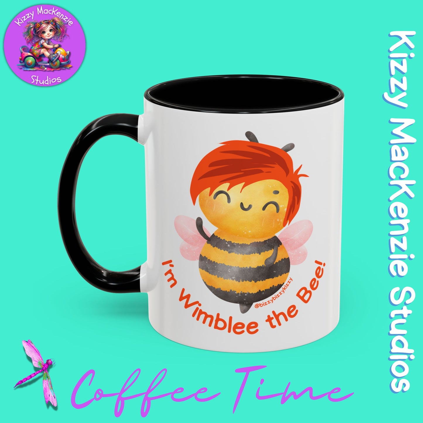 Wimblee the Bee Accent Coffee Mug Colorful Art Teacher Gifts Housewarming Present Funny Insect