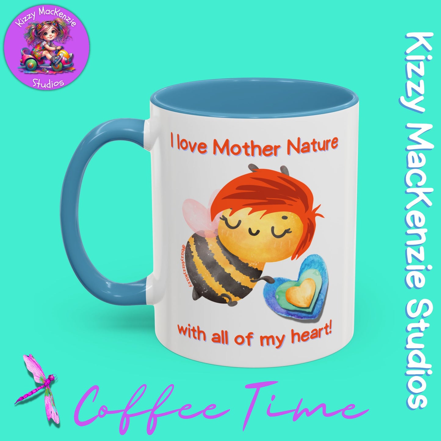Wimblee the Bee Accent Coffee Mug I Love Mother Nature Honey Bee Conservation Heart Mug