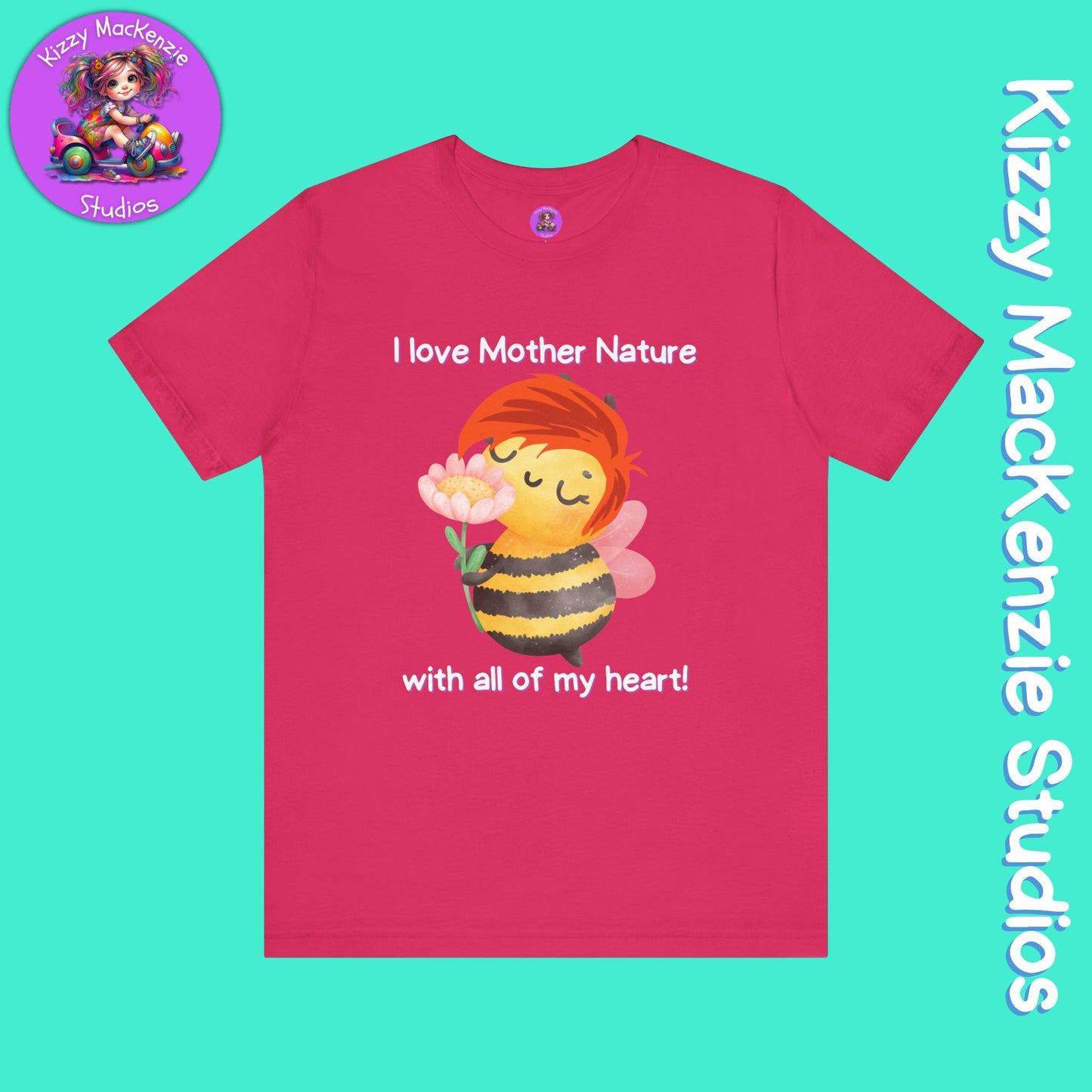 Wimblee the Bee T-Shirt Mother Nature Lover Gift Honey Bee Tee Flower Gift for Her Adult Unisex Jersey Short Sleeve T-Shirt
